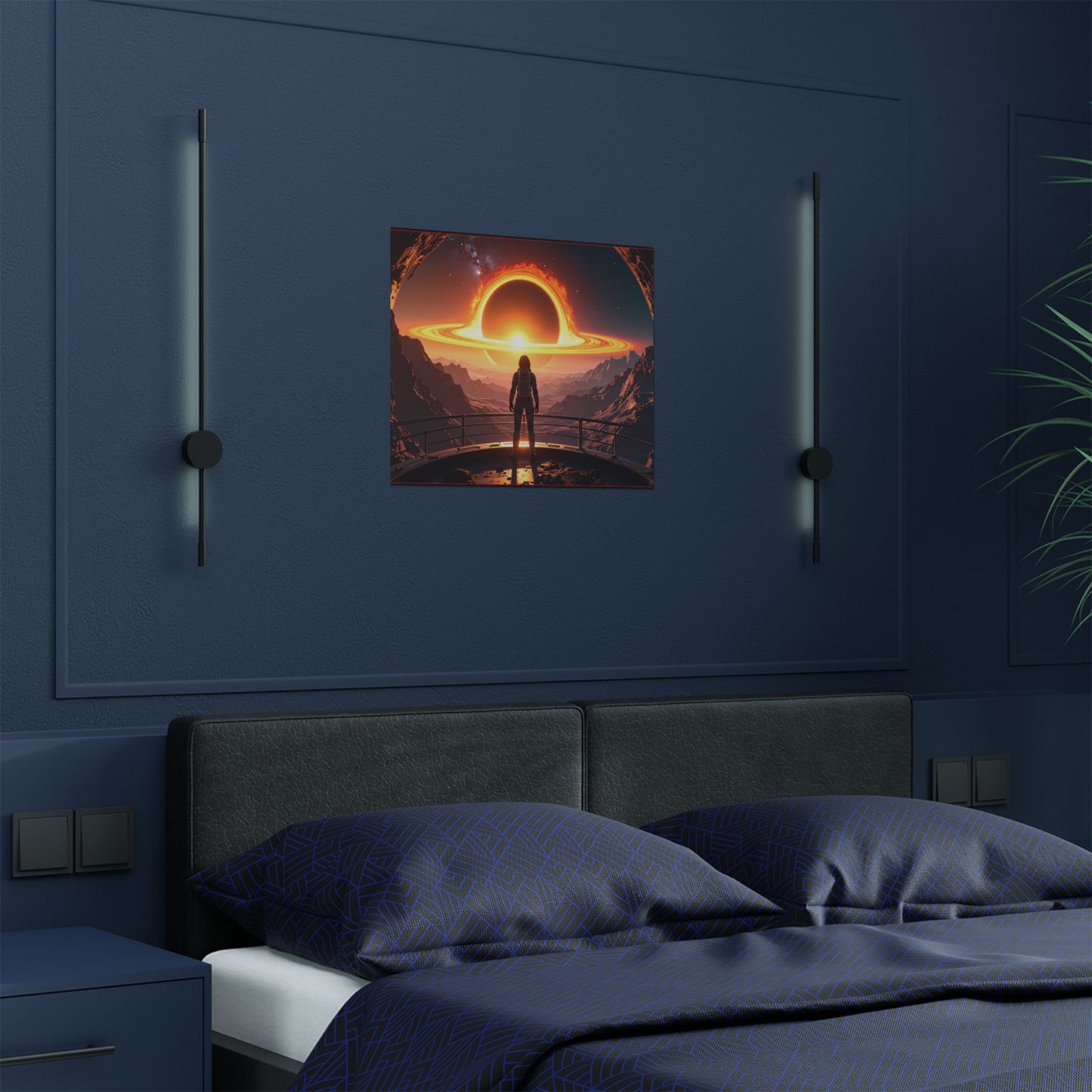 Astronaut watching Blackhole, Space-Themed Satin Posters, Cosmic Decor for Astronaut Enthusiasts, Unique Wall Art, Gift for Science Lovers, Home Office Decoration, t-shirts, tshirts, tees