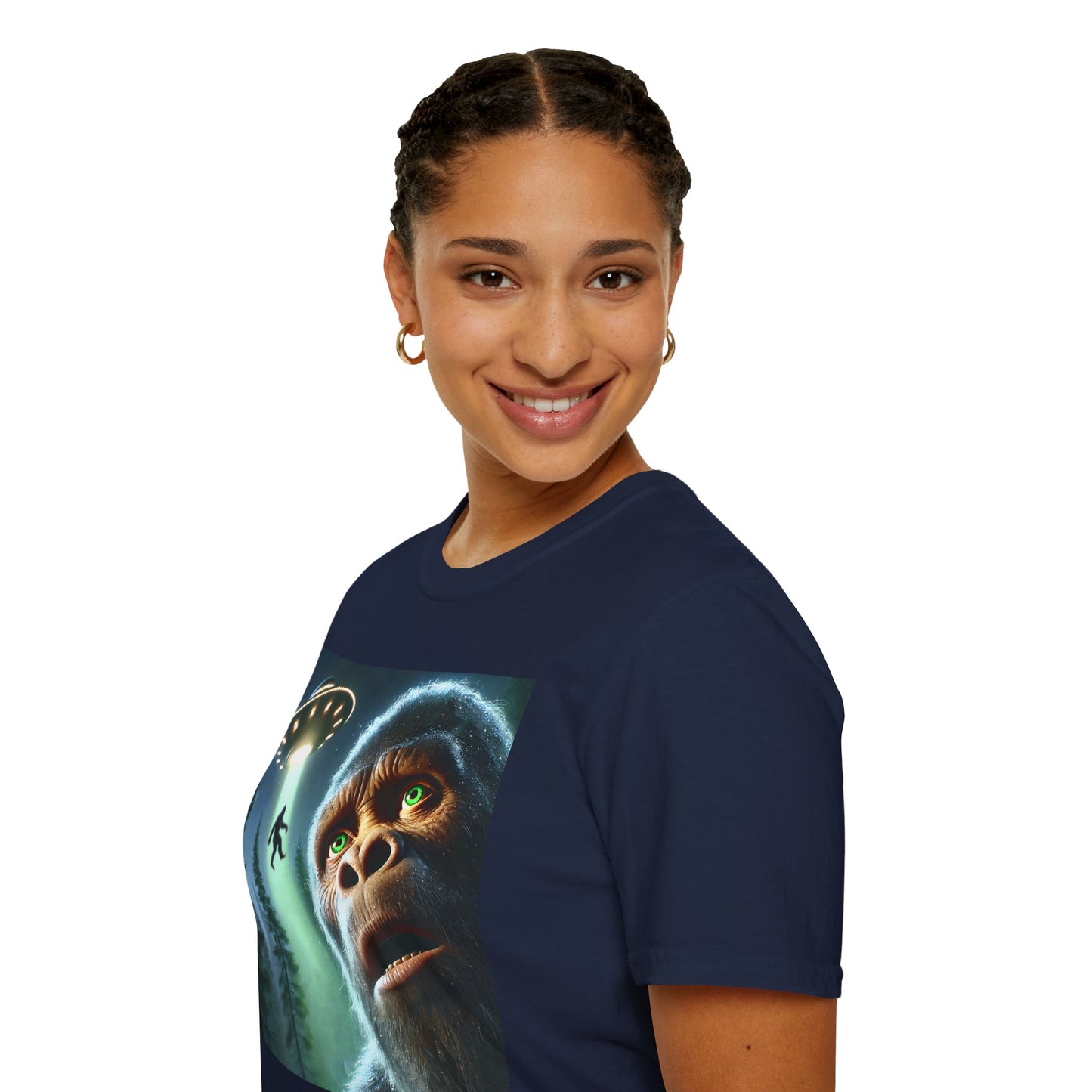 Bigfoot UFO Unisex T-Shirt, Funny Graphic Tee, Gift for Alien Lovers, Unique Summer Shirt, Casual Everyday Wear, t-shirt, tshirts, party