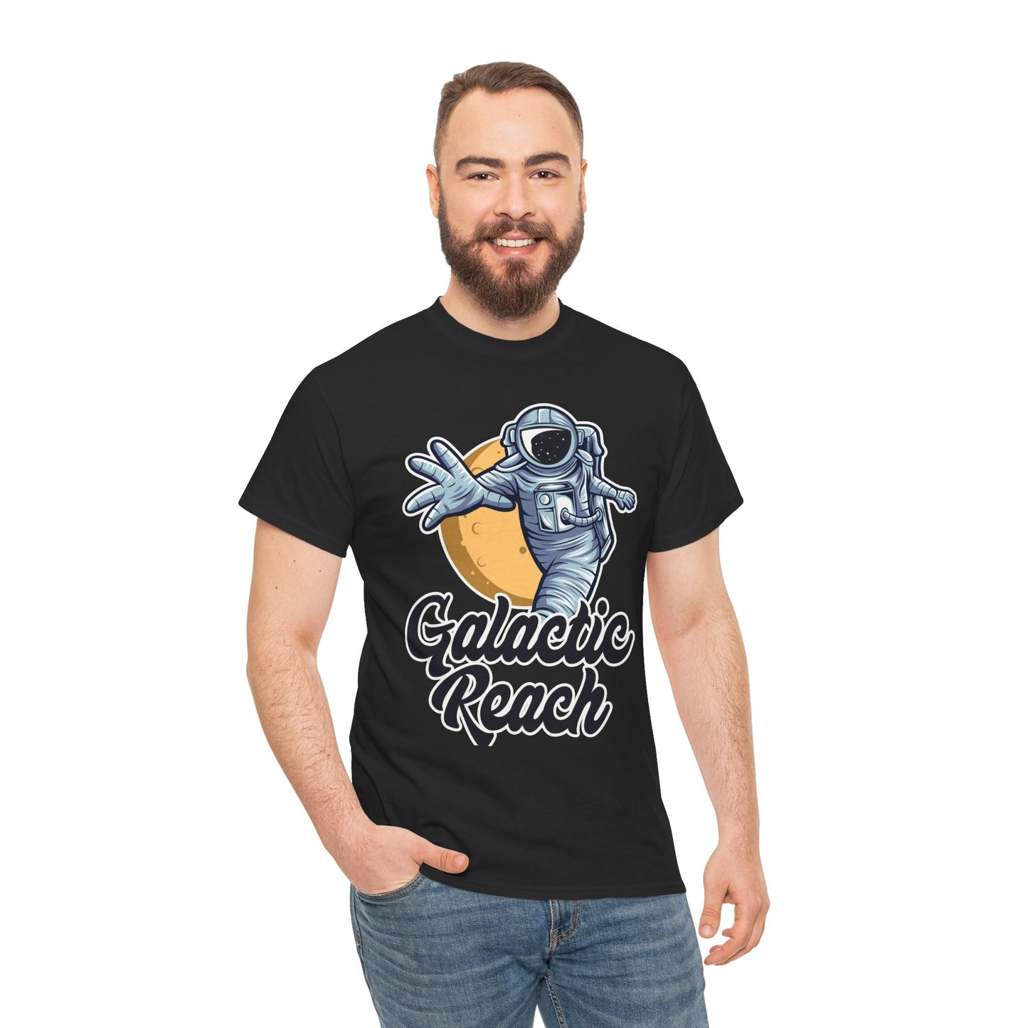 Galactic Reach, Astronaut, Unisex Heavy Cotton Tee, Express Delivery available, graphic design, png
