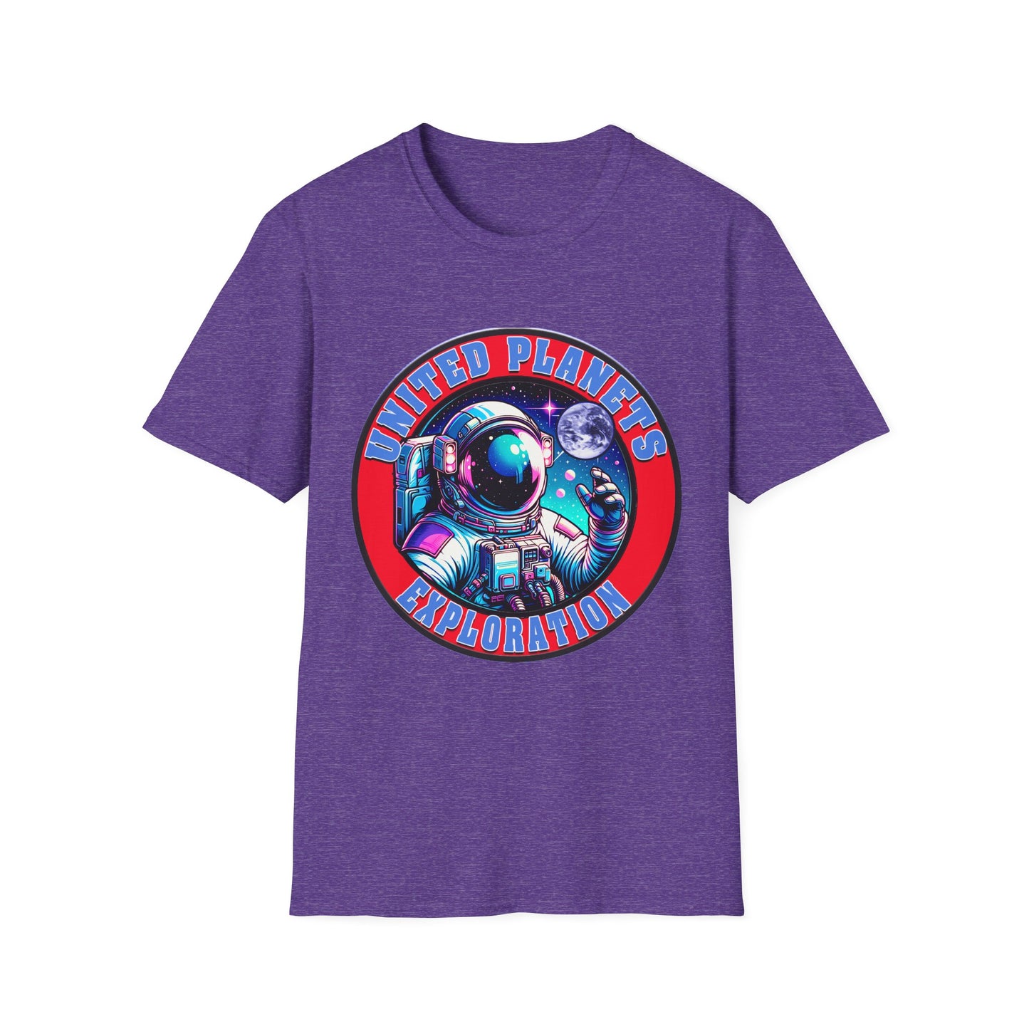 United Planets Exploration Astronaut T-Shirt, Science Themed Tee, Outer Space Shirt for Gift, Birthday, Unisex Softstyle Apparel