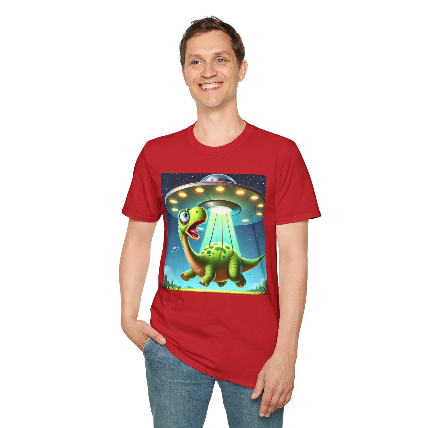 Cute Alien Dinosaur Unisex T-Shirt, Fun Graphic Tee, Kids & Adults, Space Theme, Playful Gift Idea, Birthday, Casual Wear