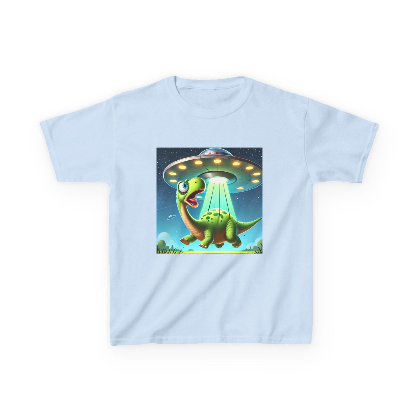 Dinosaur UFO Kids Tee, Fun Graphic Shirt for Boys and Girls, Perfect for Birthdays, Parties, Casual Wear, Gifts, tshirt, t-shirt