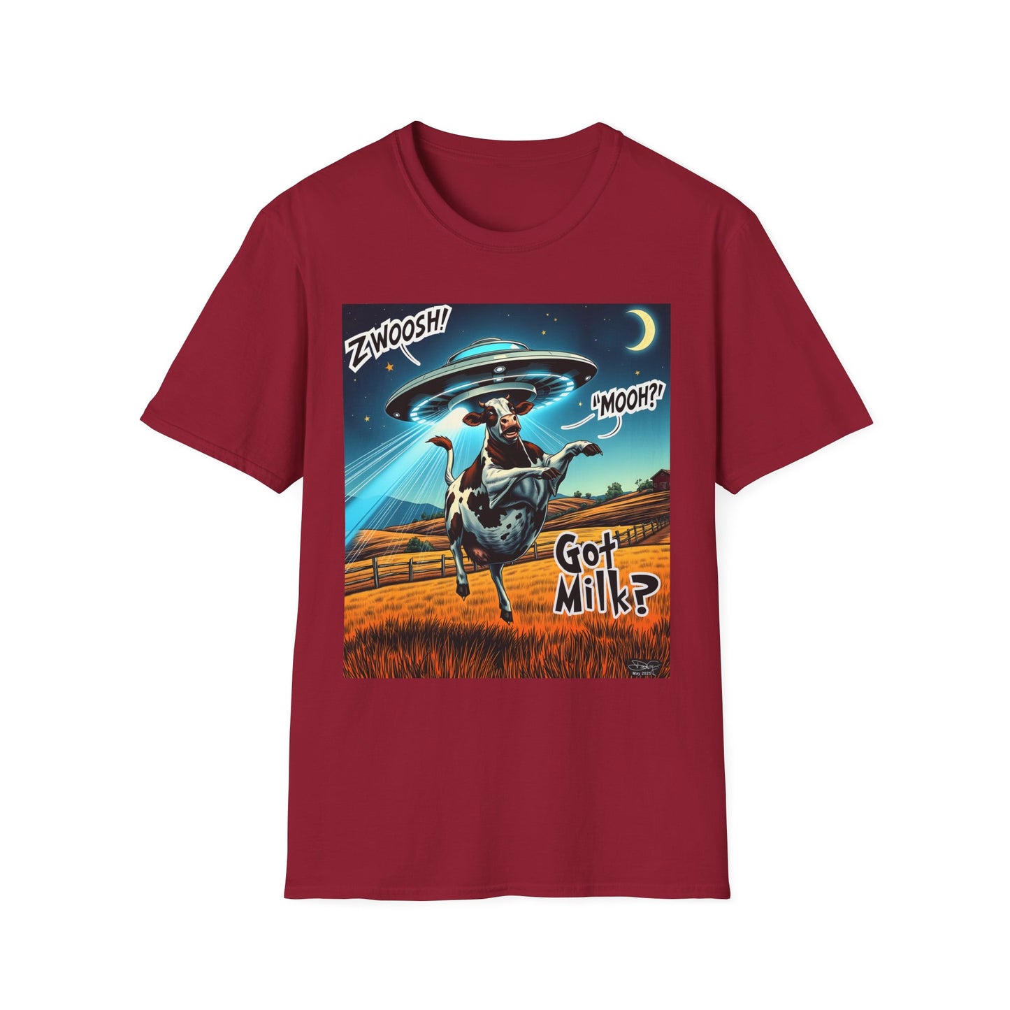 Funny Alien Cow T-Shirt - Got Milk? Unisex Soft style graphic Tee, UFO, galaxies, space, Blackhole, graphic design, png, sublimation