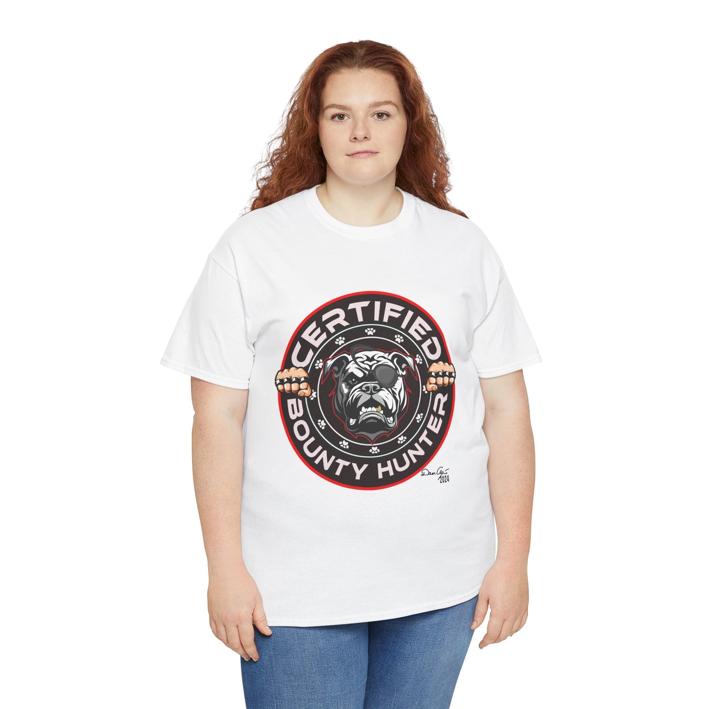 Certified Bounty Hunter, Unisex Heavy Cotton Tee, comedy, bulldog, print design, png, GraphicTees