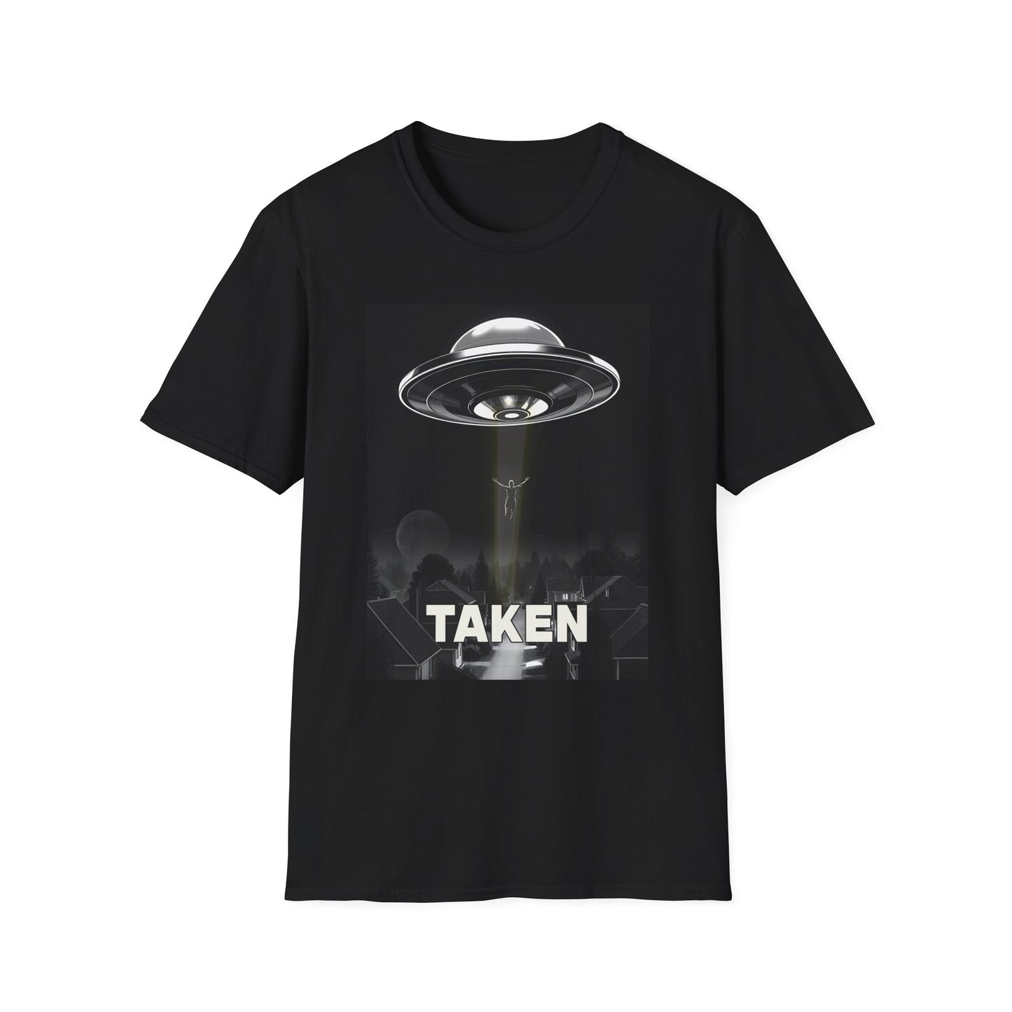 Taken 3, Alien Theme Unisex Softstyle T-Shirt, Fun Graphic Tee for UFO Lovers, Great for Casual Wear, Gifts for Sci-Fi Fans, Cool Shirt