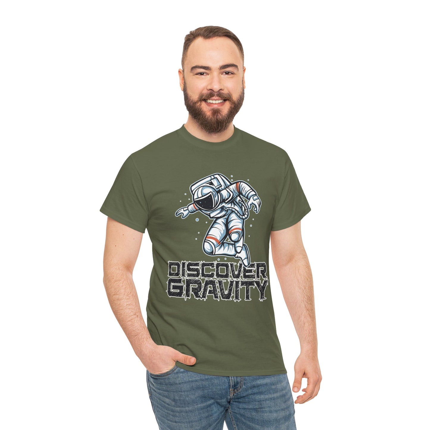 Discover Gravity. Unisex Heavy Cotton Tee - Fun Astronaut, Astronomy Graphic Tee - Unisex graphic design, png Express Delivery available