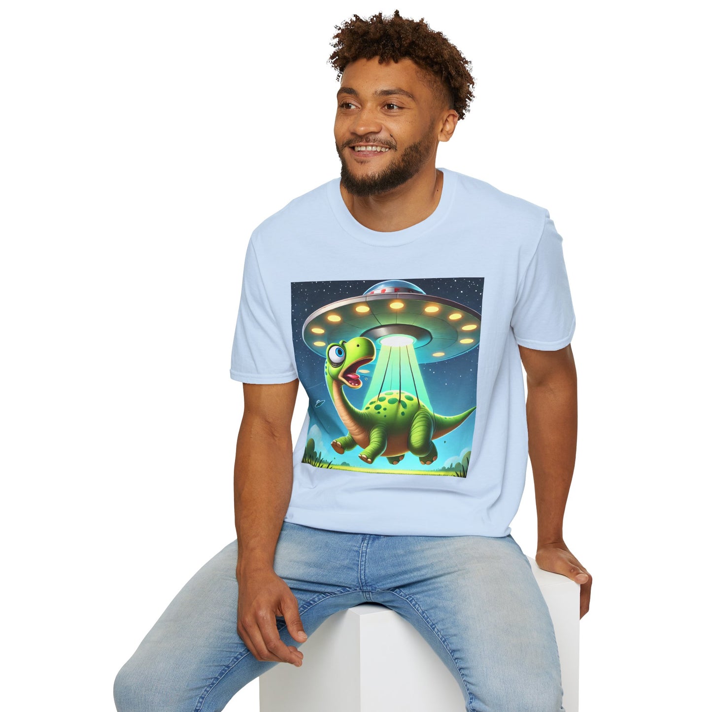 Cute Alien Dinosaur Unisex T-Shirt, Fun Graphic Tee, Kids & Adults, Space Theme, Playful Gift Idea, Birthday, Casual Wear