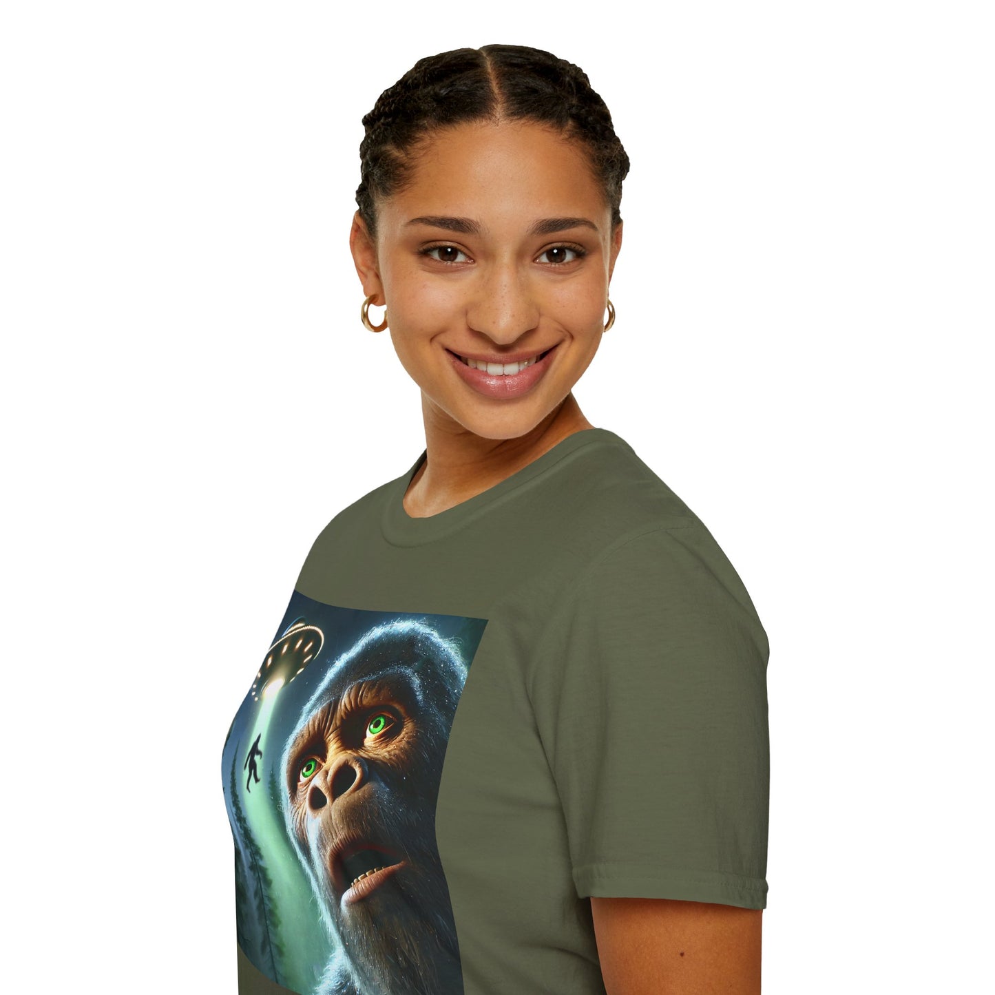 Bigfoot UFO Unisex T-Shirt, Funny Graphic Tee, Gift for Alien Lovers, Unique Summer Shirt, Casual Everyday Wear, t-shirt, tshirts, party