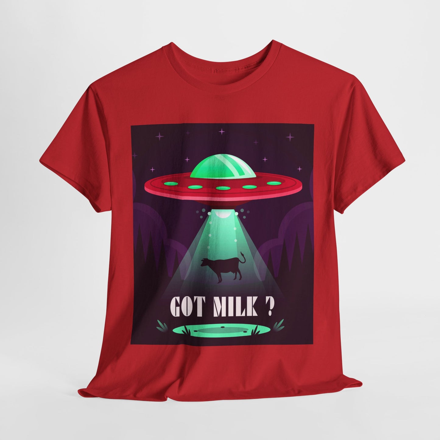 Got Milk? Unisex Heavy Cotton Tee, UFO abduction, comedy, funny, t-shirt, t-shirt, graphic design, tee, png