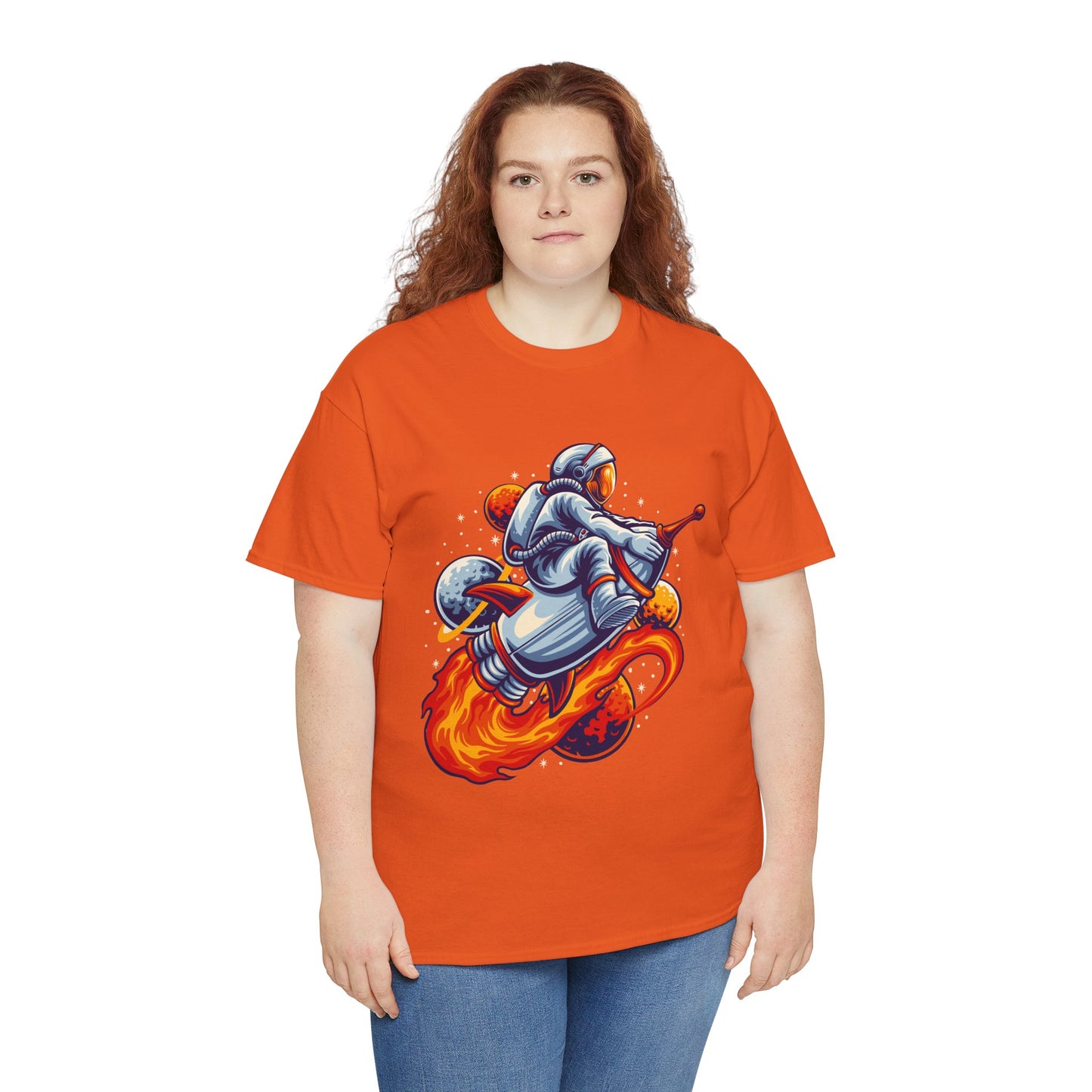 Retro Space Explorer Unisex Heavy Cotton Tee, graphic designed, tees, t-shirt, t-shirts, png