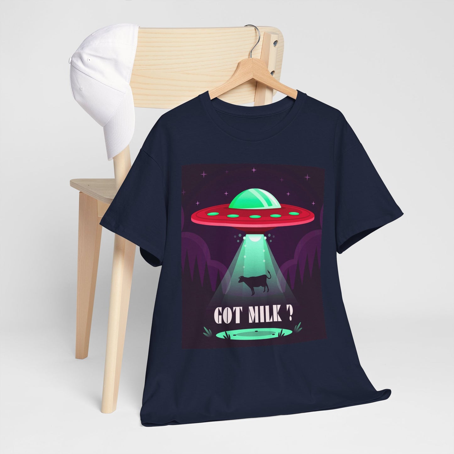 Got Milk? Unisex Heavy Cotton Tee, UFO abduction, comedy, funny, t-shirt, t-shirt, graphic design, tee, png