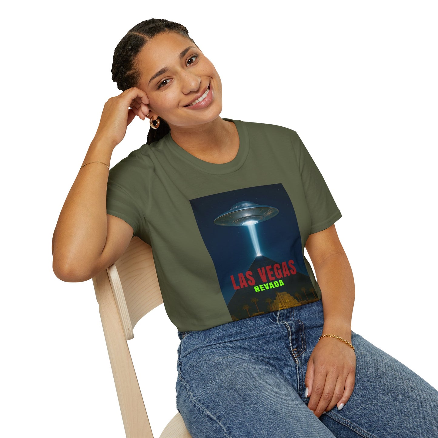 Luxor UFO, Las Vegas UFO Unisex Softstyle T-Shirt - Retro Nevada Design, graphic design, t-shirts, tshirts, tees, GraphicTees, png