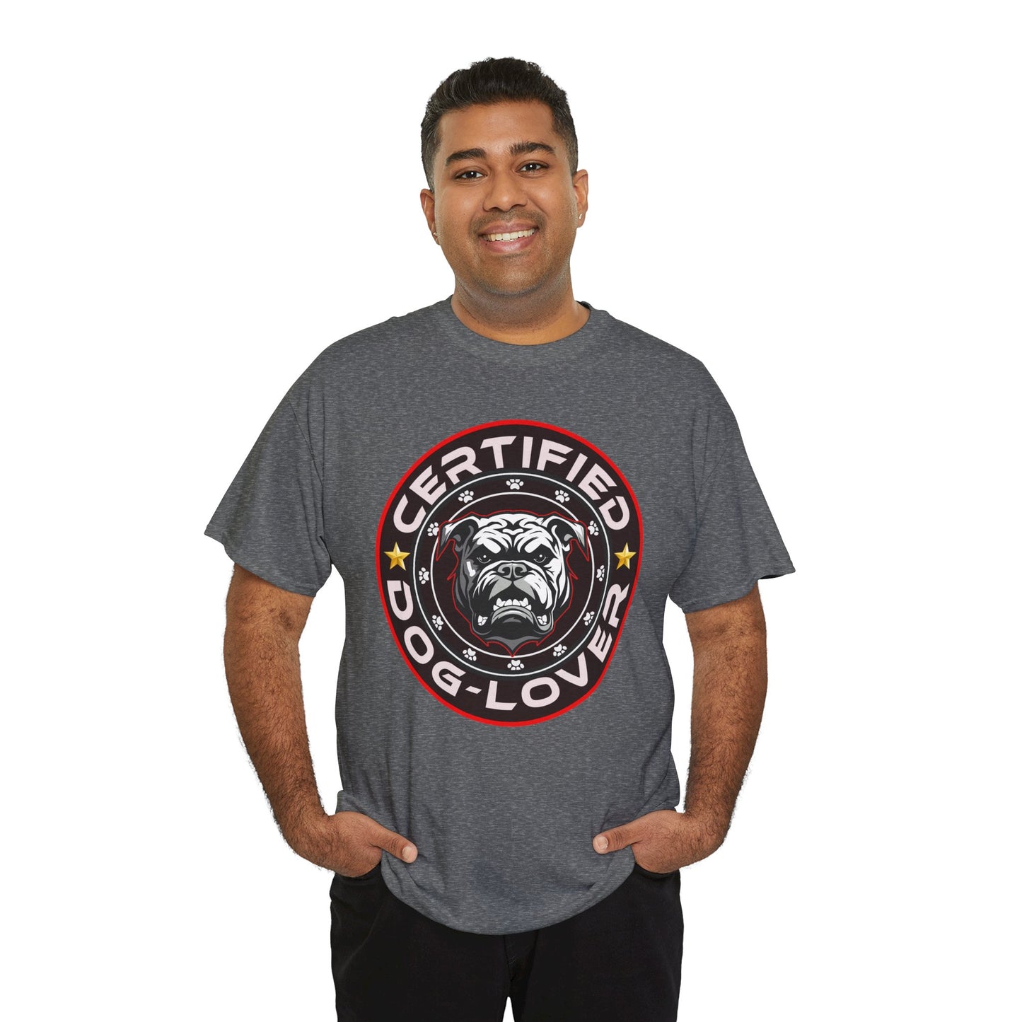 Certified Dog Lover Unisex Tee - Bulldog Print Design, GraphicTees, t-shirt, tshirt, png