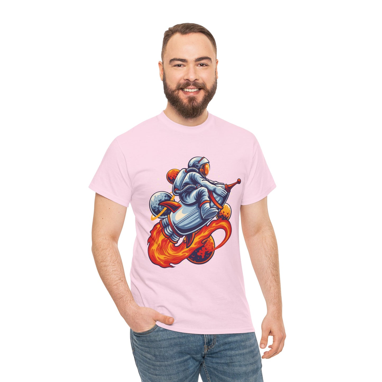 Retro Space Explorer Unisex Heavy Cotton Tee, graphic designed, tees, t-shirt, t-shirts, png