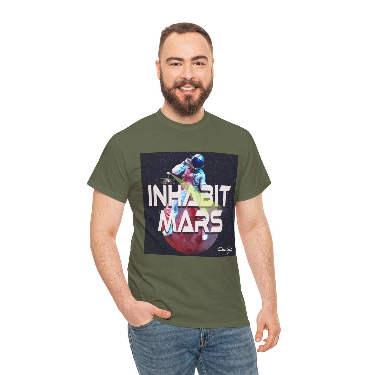 Inhabit Mars, Unisex Heavy Cotton Tee, Space, SpaceX, Universe, UFO, multiverse, graphic design, png, graphic design, t-shirts, tee
