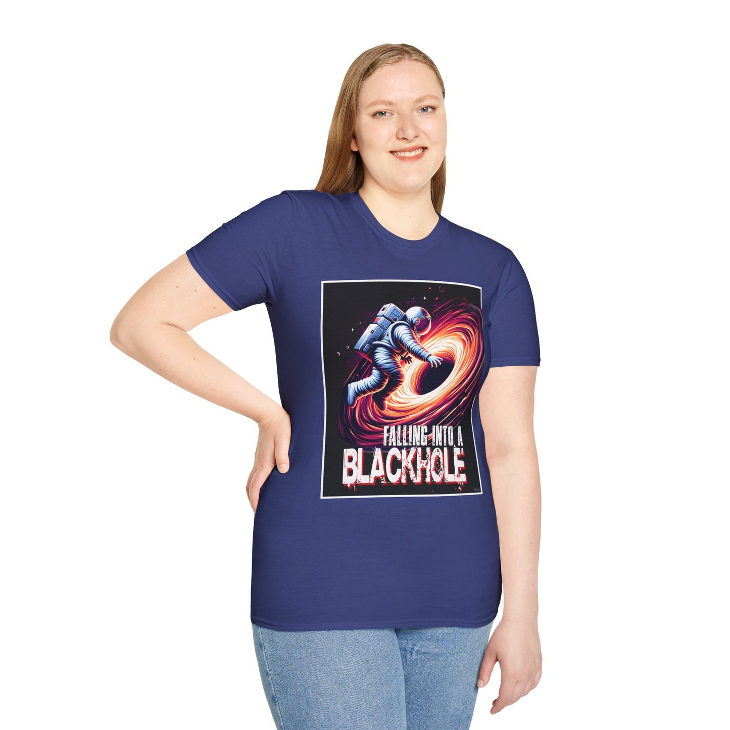 Falling Into a Blackhole Unisex Softstyle, T-Shirt, Space Lover Gift, Sci-Fi Tee, Astronomy Shirt, Creative Graphic T-Shirt, Gift Astronaut