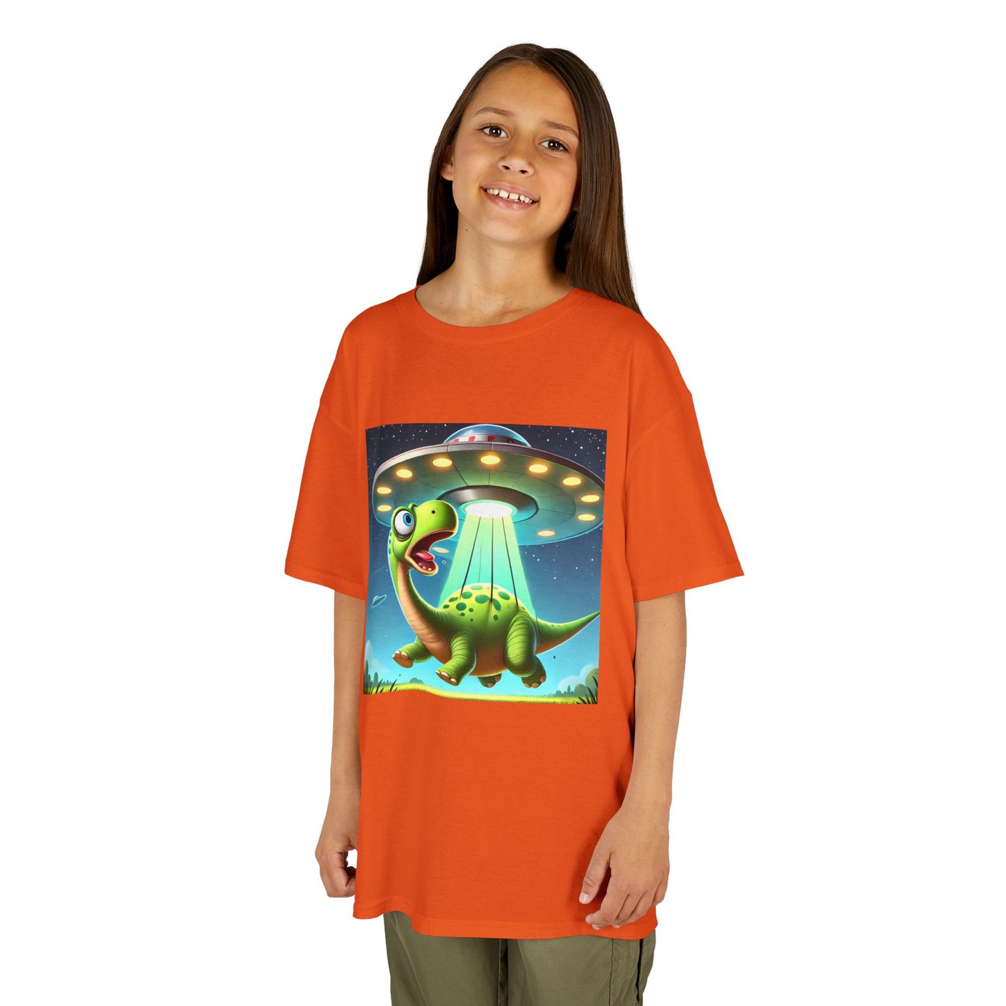 Dinosaur UFO Kids Tee, Fun Graphic Shirt for Boys and Girls, Perfect for Birthdays, Parties, Casual Wear, Gifts, tshirt, t-shirt