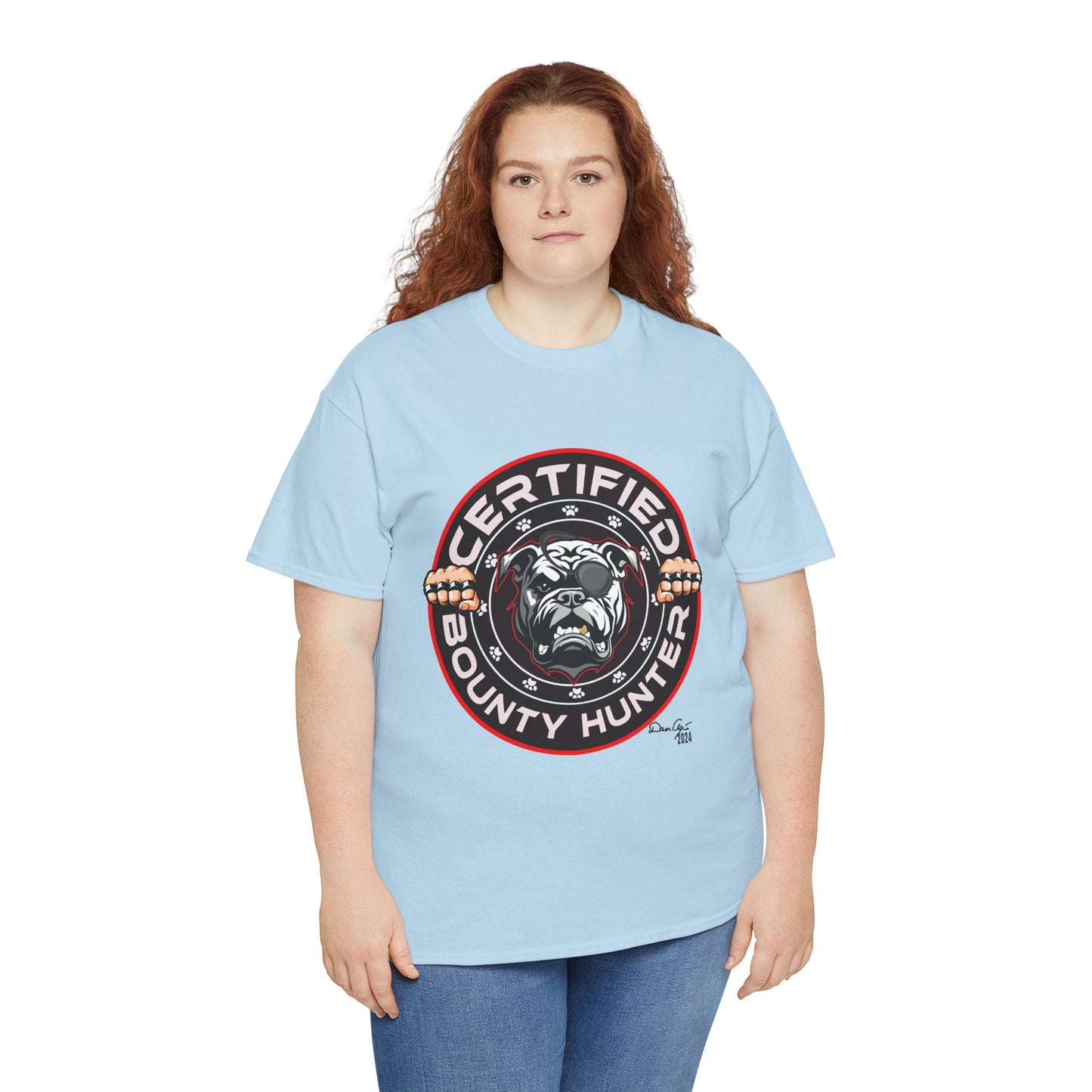 Certified Bounty Hunter, Unisex Heavy Cotton Tee, comedy, bulldog, print design, png, GraphicTees