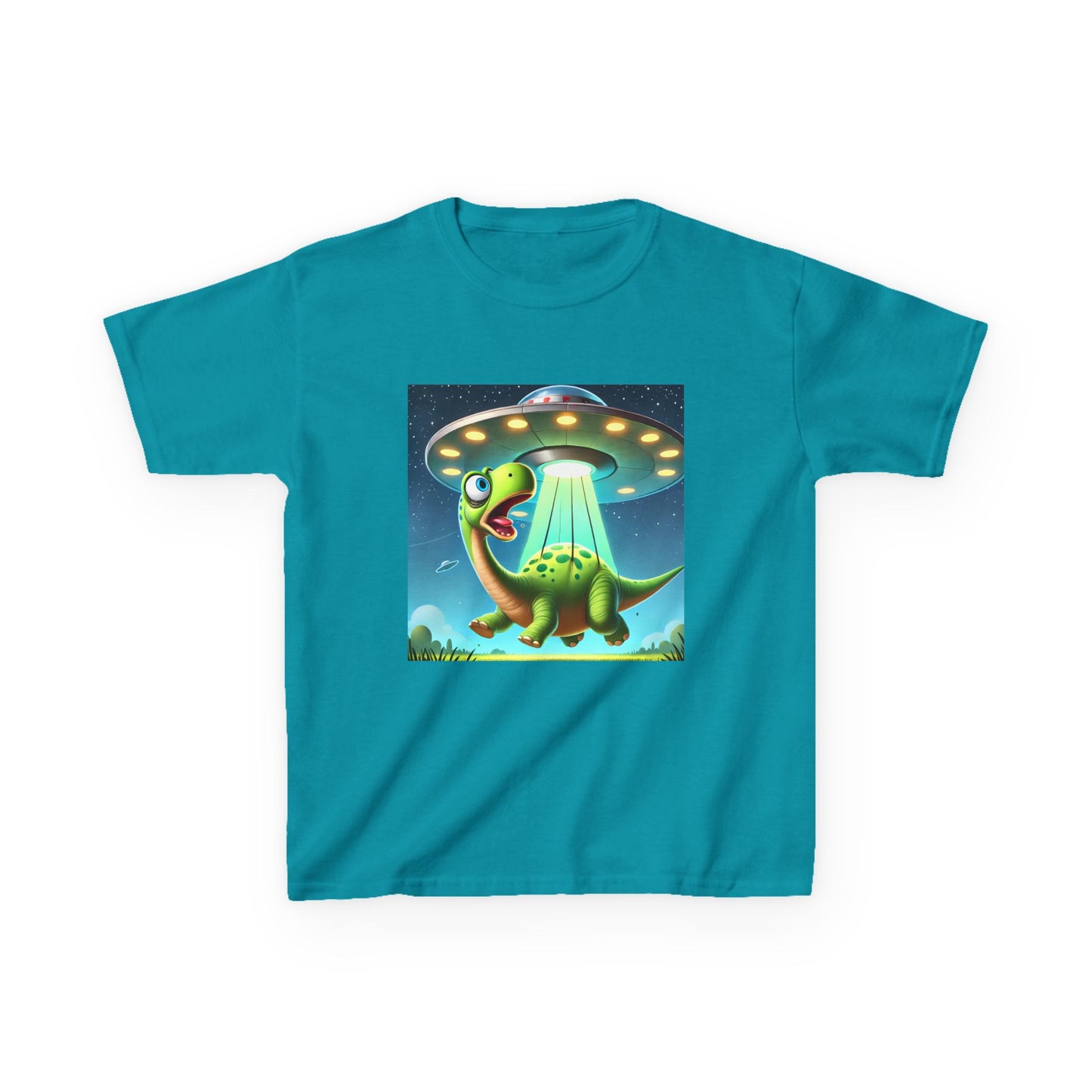 Dinosaur UFO Kids Tee, Fun Graphic Shirt for Boys and Girls, Perfect for Birthdays, Parties, Casual Wear, Gifts, tshirt, t-shirt