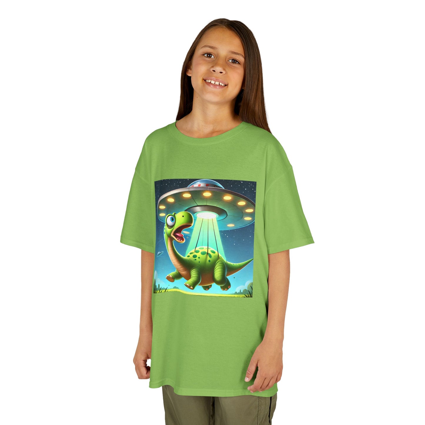 Dinosaur UFO Kids Tee, Fun Graphic Shirt for Boys and Girls, Perfect for Birthdays, Parties, Casual Wear, Gifts, tshirt, t-shirt