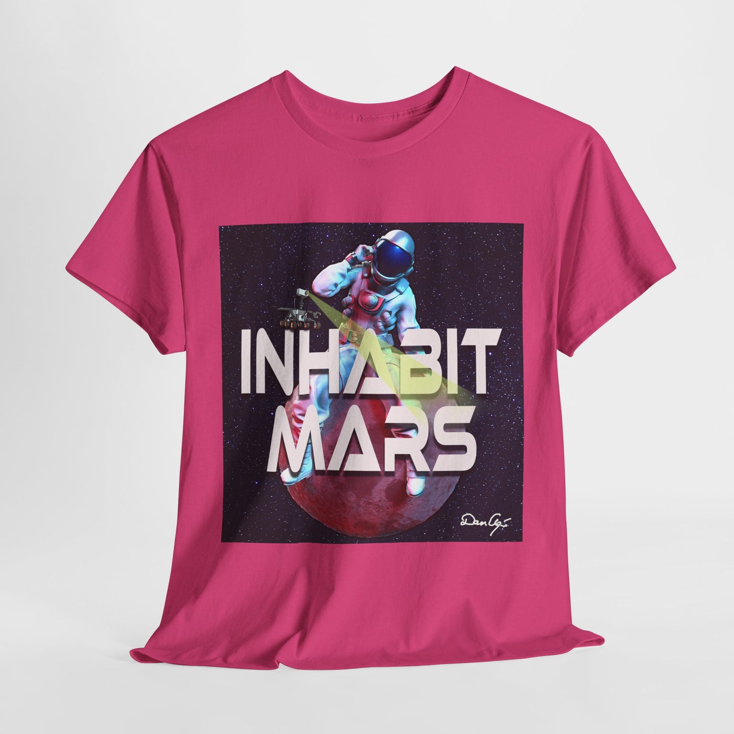 Inhabit Mars, Unisex Heavy Cotton Tee, Space, SpaceX, Universe, UFO, multiverse, graphic design, png, graphic design, t-shirts, tee