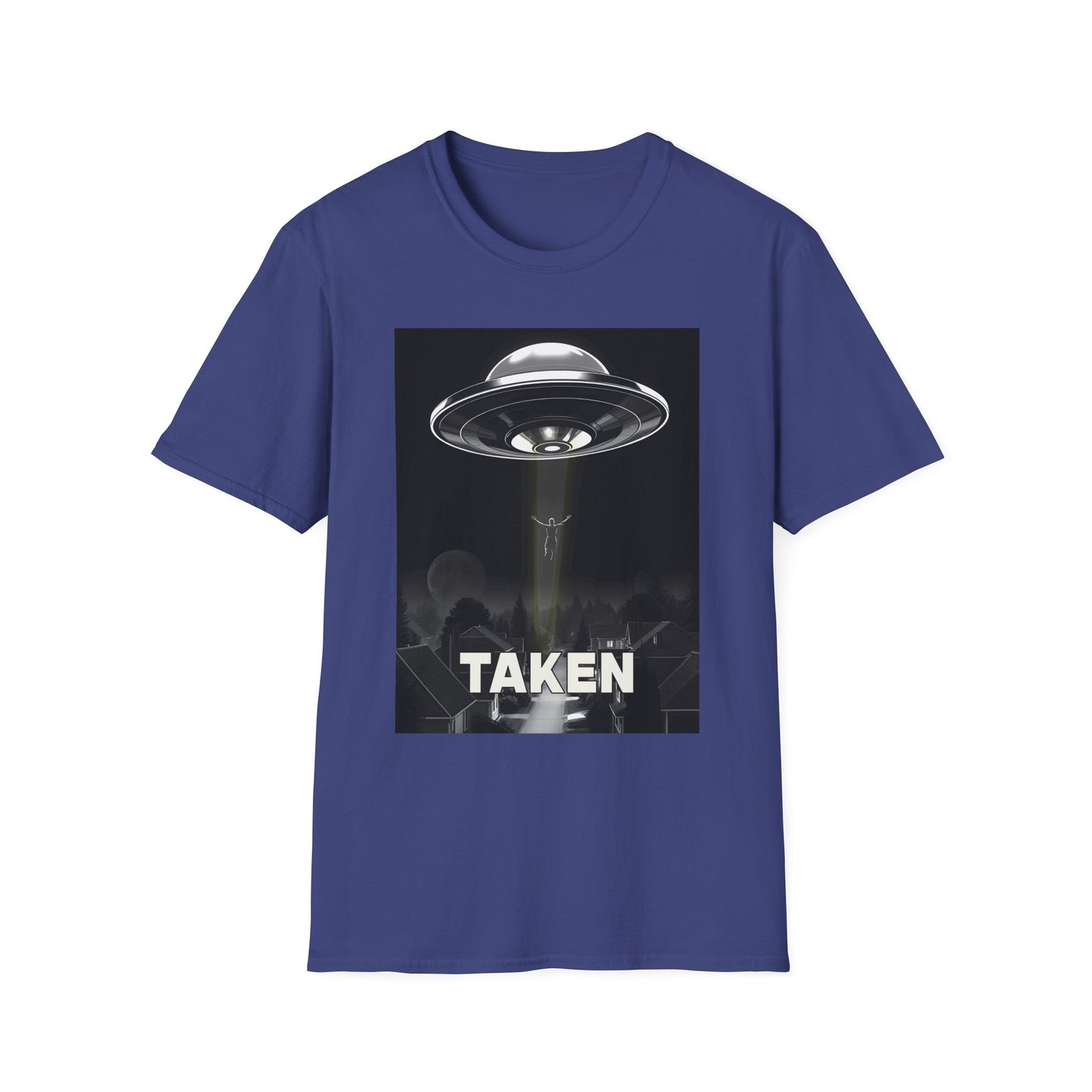 Taken 3, Alien Theme Unisex Softstyle T-Shirt, Fun Graphic Tee for UFO Lovers, Great for Casual Wear, Gifts for Sci-Fi Fans, Cool Shirt