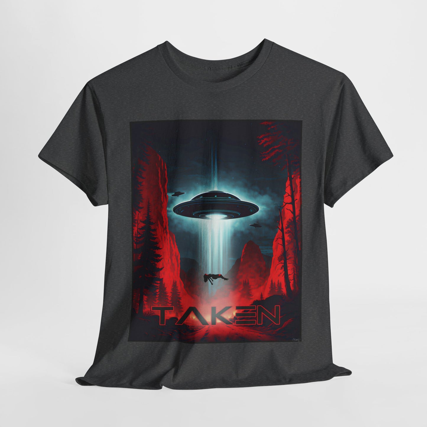 Taken, Unisex Heavy Cotton Tee, UFO inspired t-shirt, graphic design, art, png, t-shirts, tshirts, tee