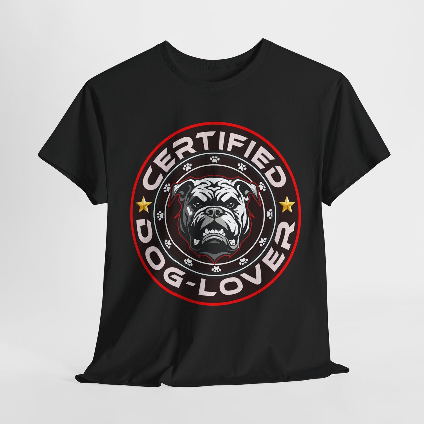 Certified Dog Lover Unisex Tee - Bulldog Print Design, GraphicTees, t-shirt, tshirt, png