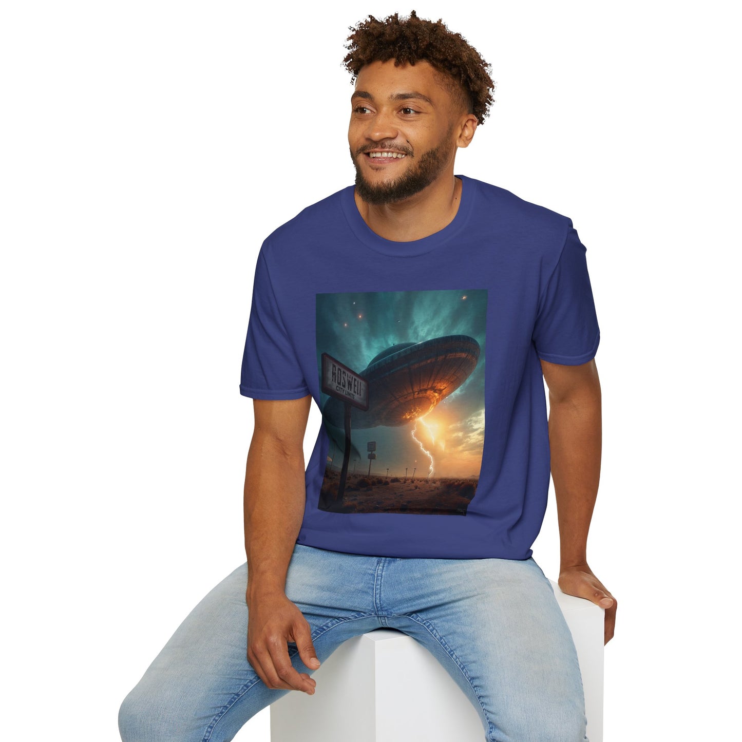 Roswell City Limits, Alien Sunset Softstyle T-Shirt | Unisex Graphic Tee, UFO Theme Shirt, Casual, Gift for Sci-Fi Lovers, Summer Fashion