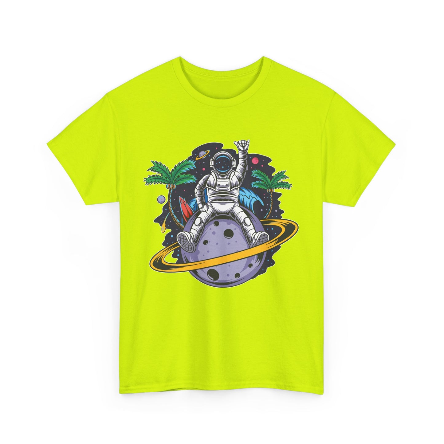 Cosmic Adventure, Unisex Heavy Cotton Tee - Astronaut & Planet Design, graphic design, png, art