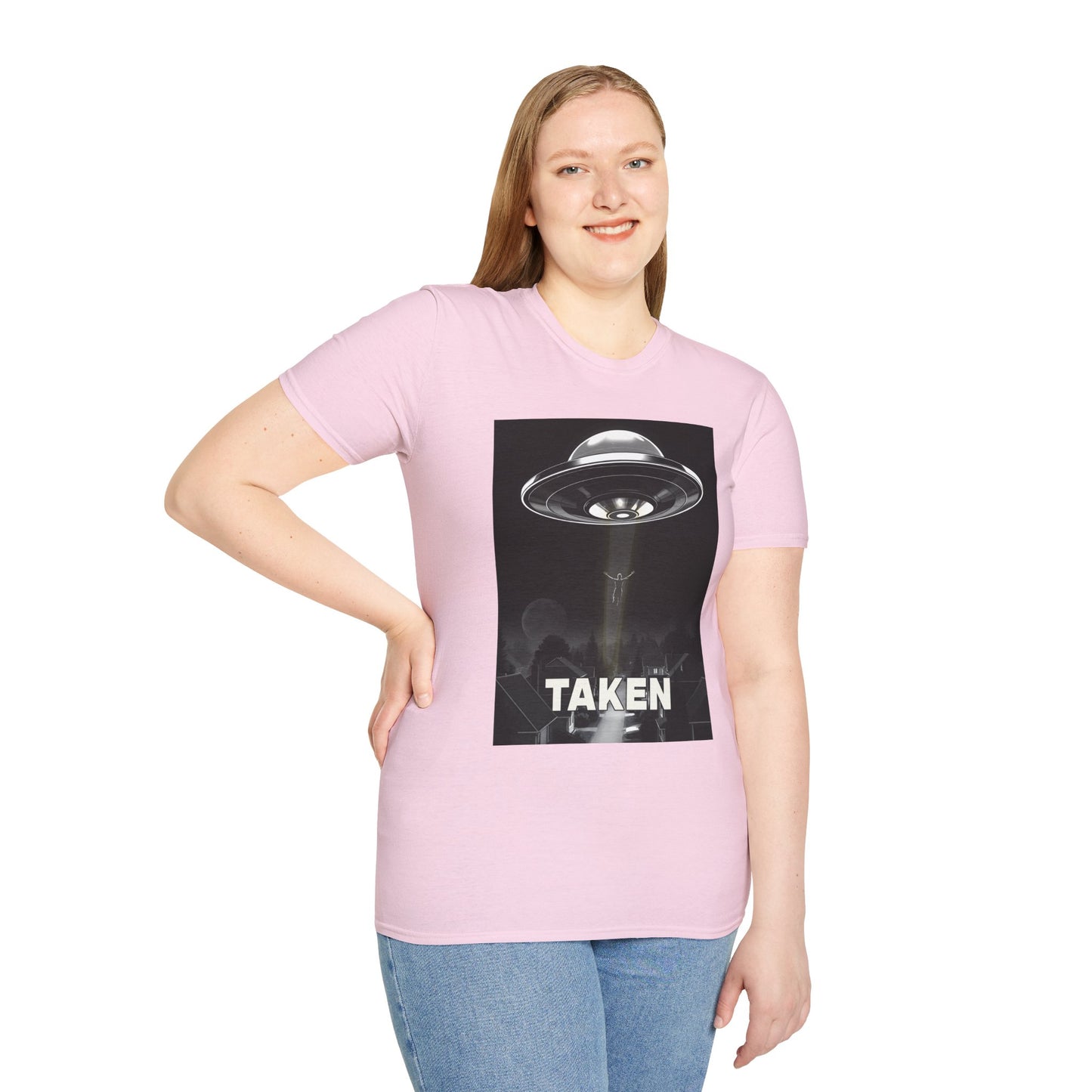 Taken 3, Alien Theme Unisex Softstyle T-Shirt, Fun Graphic Tee for UFO Lovers, Great for Casual Wear, Gifts for Sci-Fi Fans, Cool Shirt