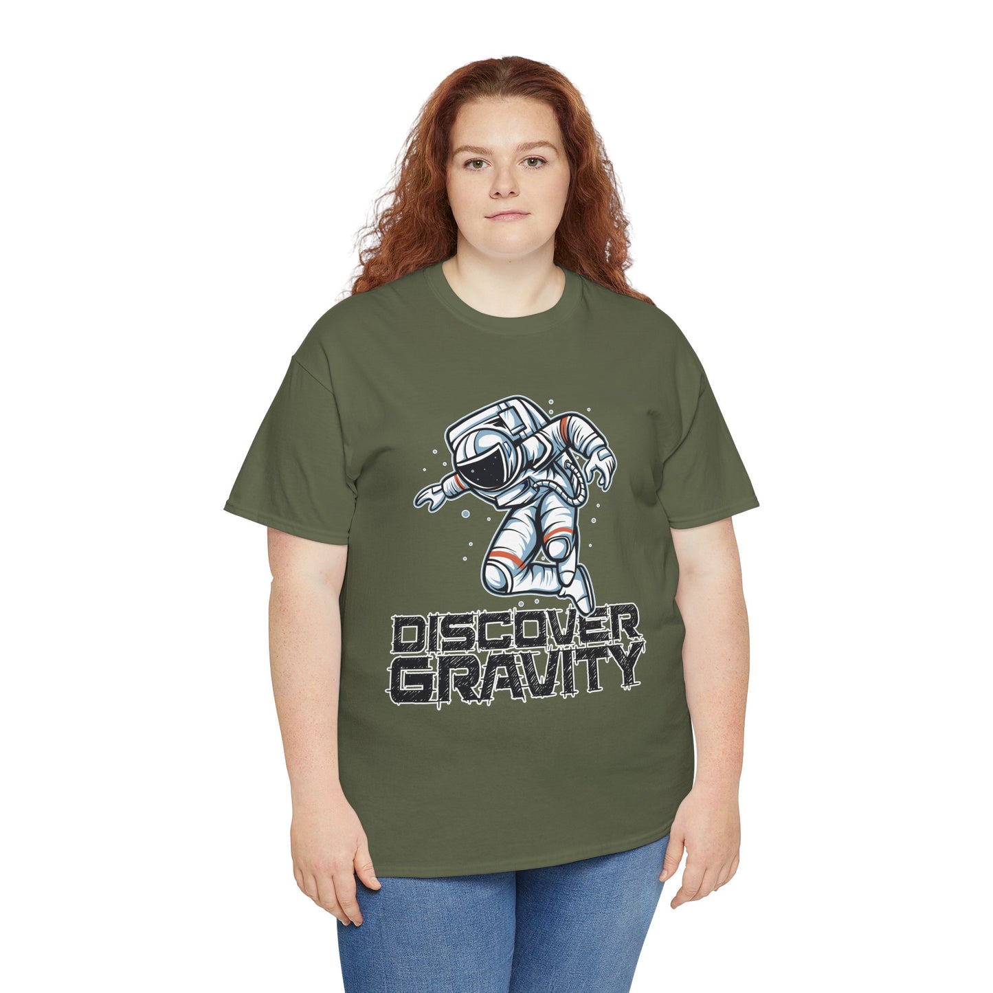 Discover Gravity. Unisex Heavy Cotton Tee - Fun Astronaut, Astronomy Graphic Tee - Unisex graphic design, png Express Delivery available
