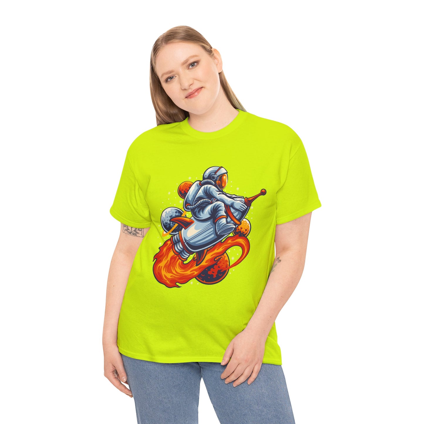 Retro Space Explorer Unisex Heavy Cotton Tee, graphic designed, tees, t-shirt, t-shirts, png