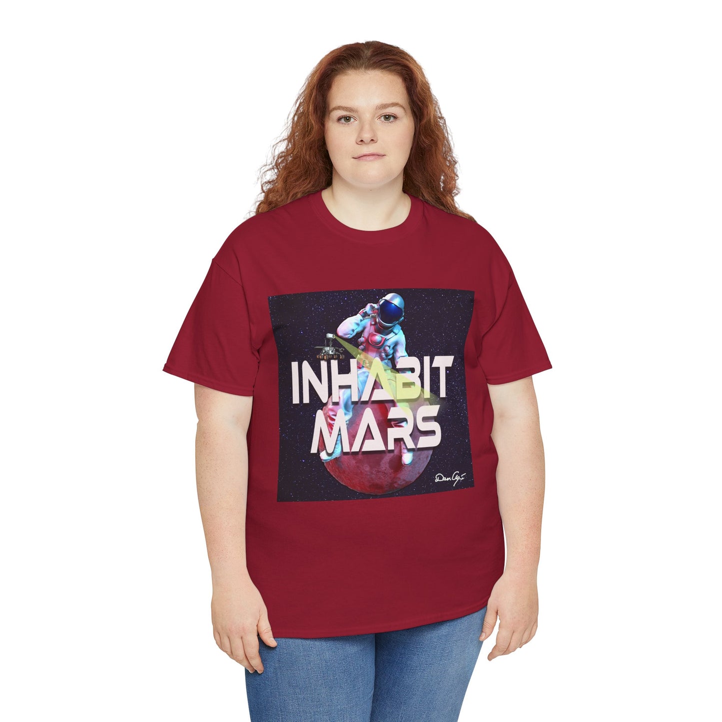 Inhabit Mars, Unisex Heavy Cotton Tee, Space, SpaceX, Universe, UFO, multiverse, graphic design, png, graphic design, t-shirts, tee