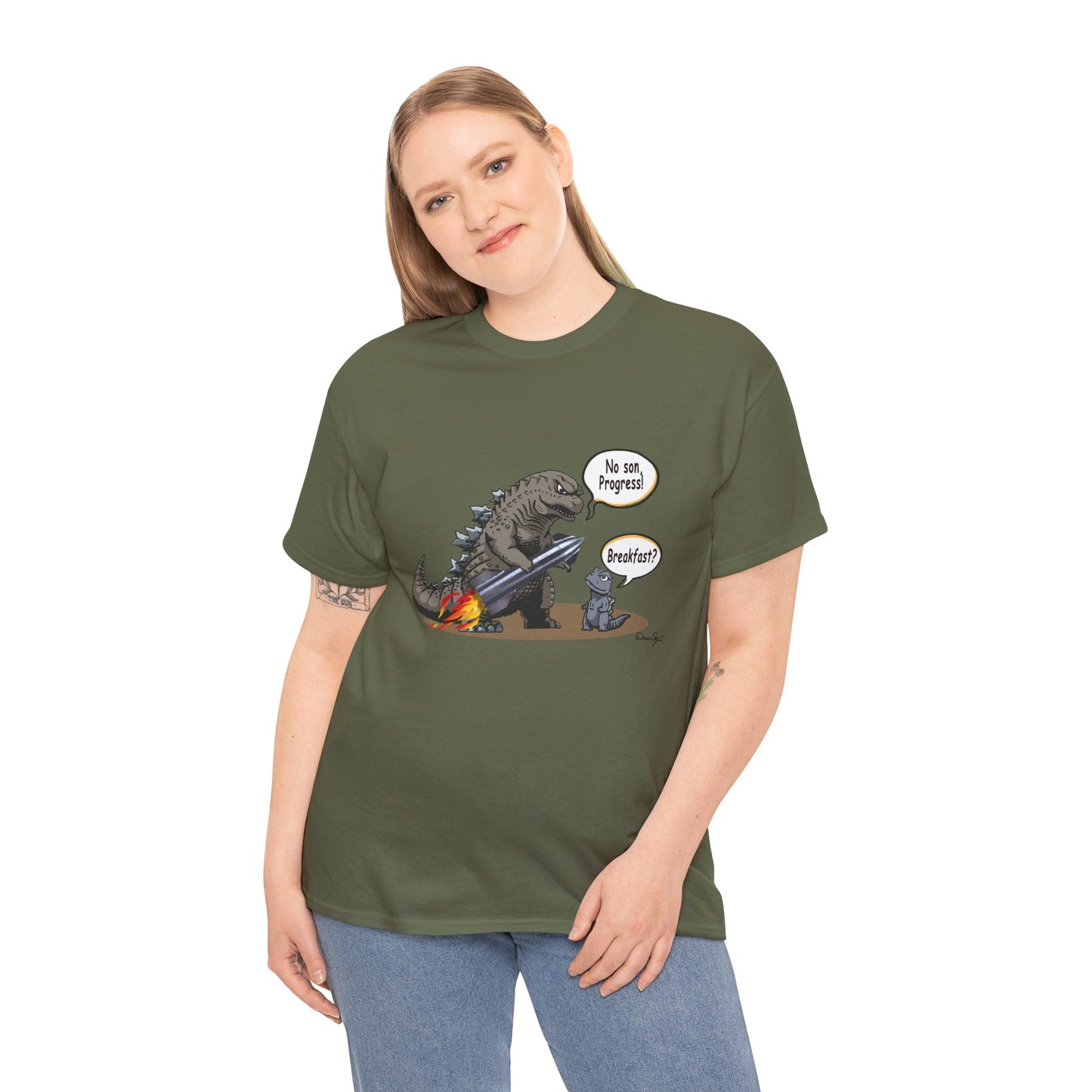 Godzilla, Son and SpaceX, Unisex Heavy Cotton Tee, print design, t-shirt, t-shirts, t-shirts, png, funny, cartoons, tee