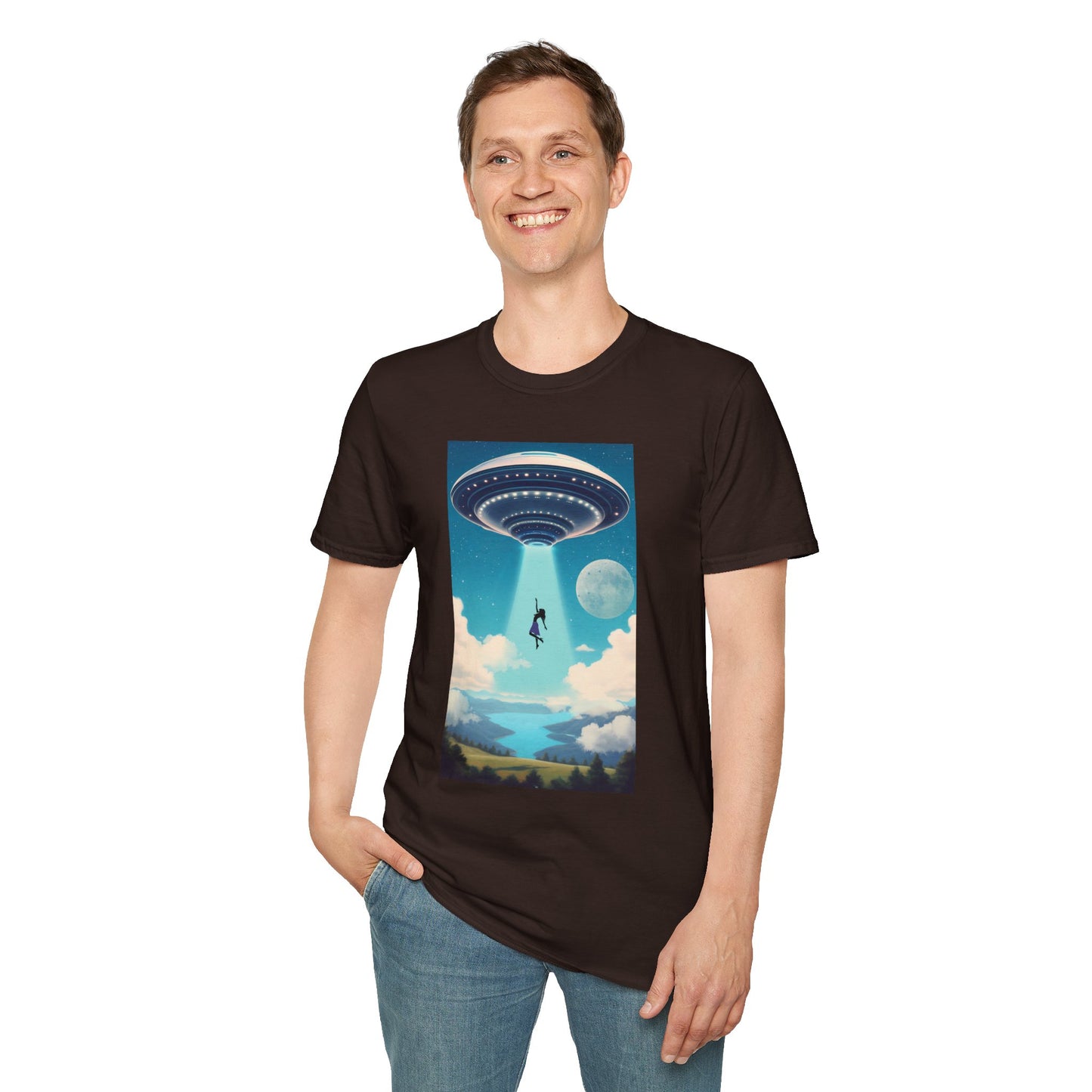 Cosmic Abduction Unisex T-Shirt | Space Alien Tee, UFO Graphic Shirt, Sci-Fi Fan Gift, Casual Style, Cool Vintage Look