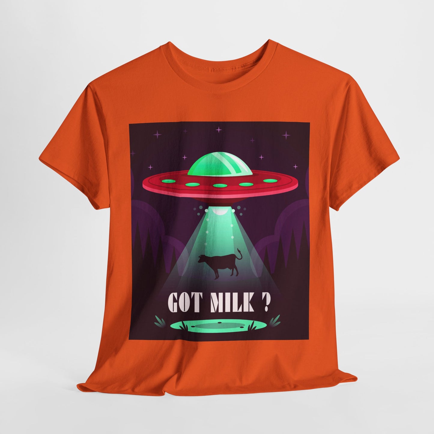 Got Milk? Unisex Heavy Cotton Tee, UFO abduction, comedy, funny, t-shirt, t-shirt, graphic design, tee, png