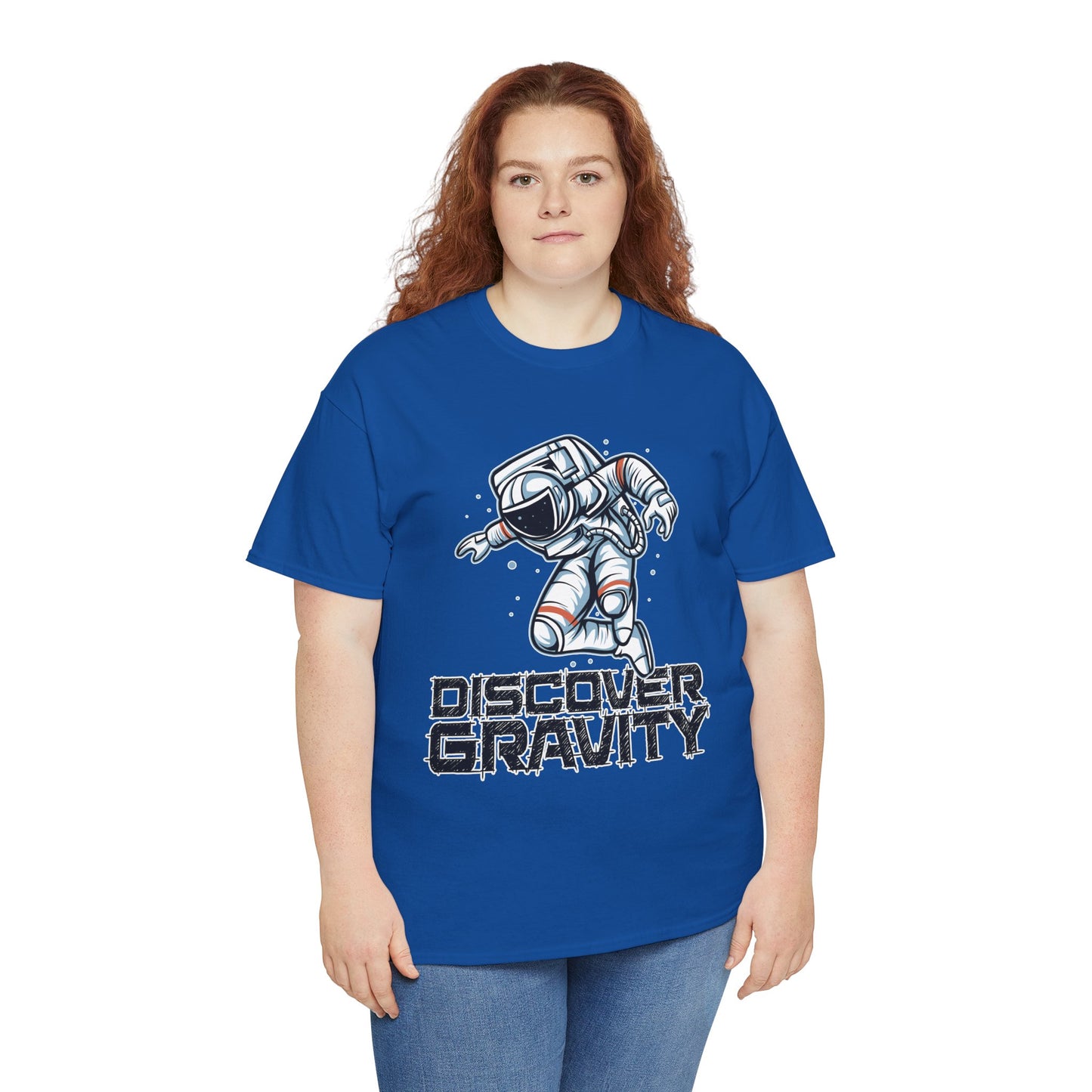 Discover Gravity. Unisex Heavy Cotton Tee - Fun Astronaut, Astronomy Graphic Tee - Unisex graphic design, png Express Delivery available