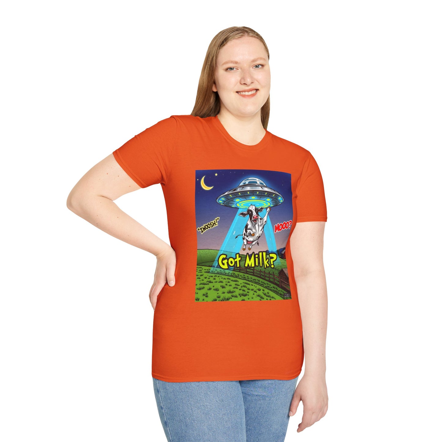Got Milk? Funny Unisex Softstyle T-Shirt, Humorous Tee, Perfect for Cow Lovers, Milking Day, Farm-themed Gifts, Quirky Apparel, graphic