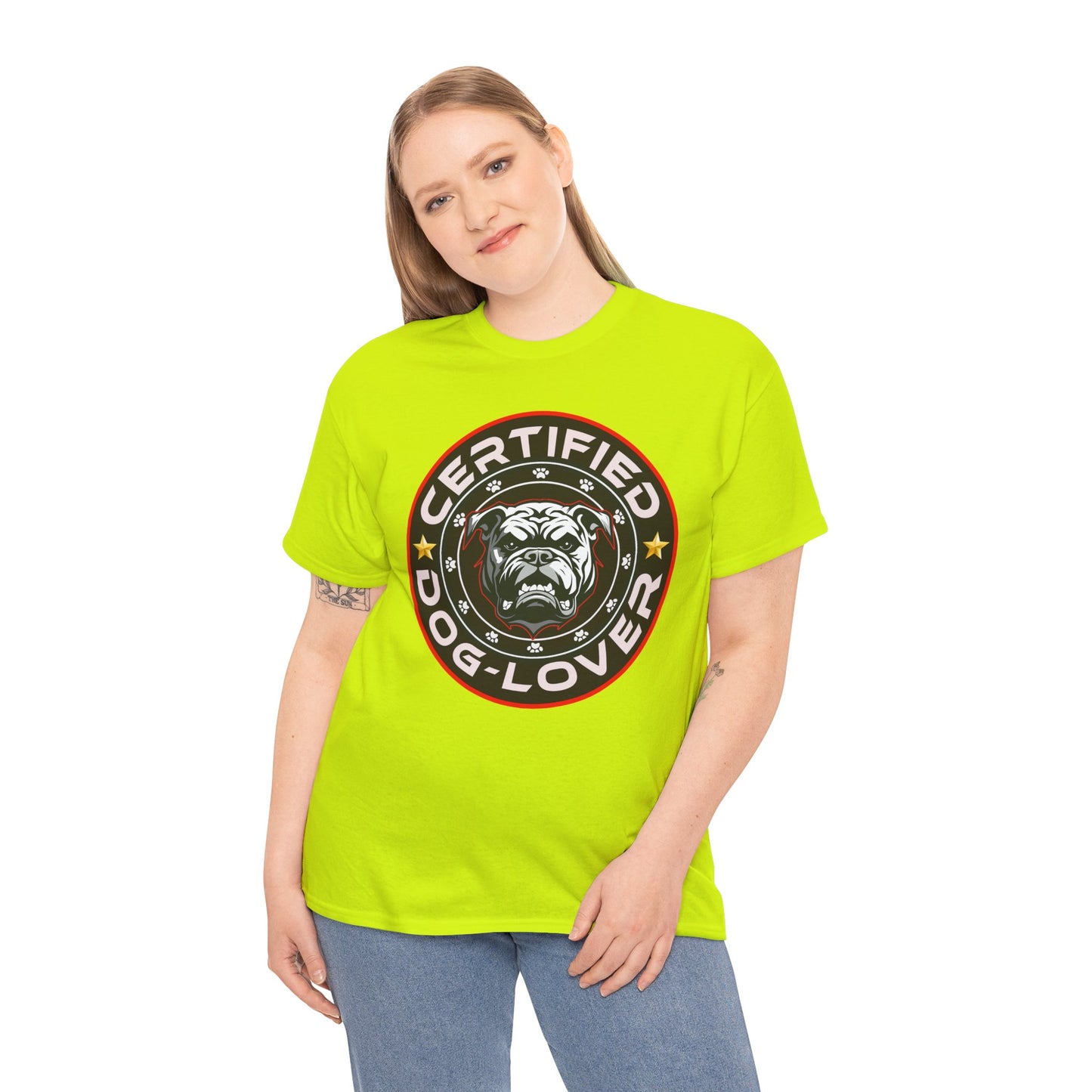 Certified Dog Lover Unisex Tee - Bulldog Print Design, GraphicTees, t-shirt, tshirt, png
