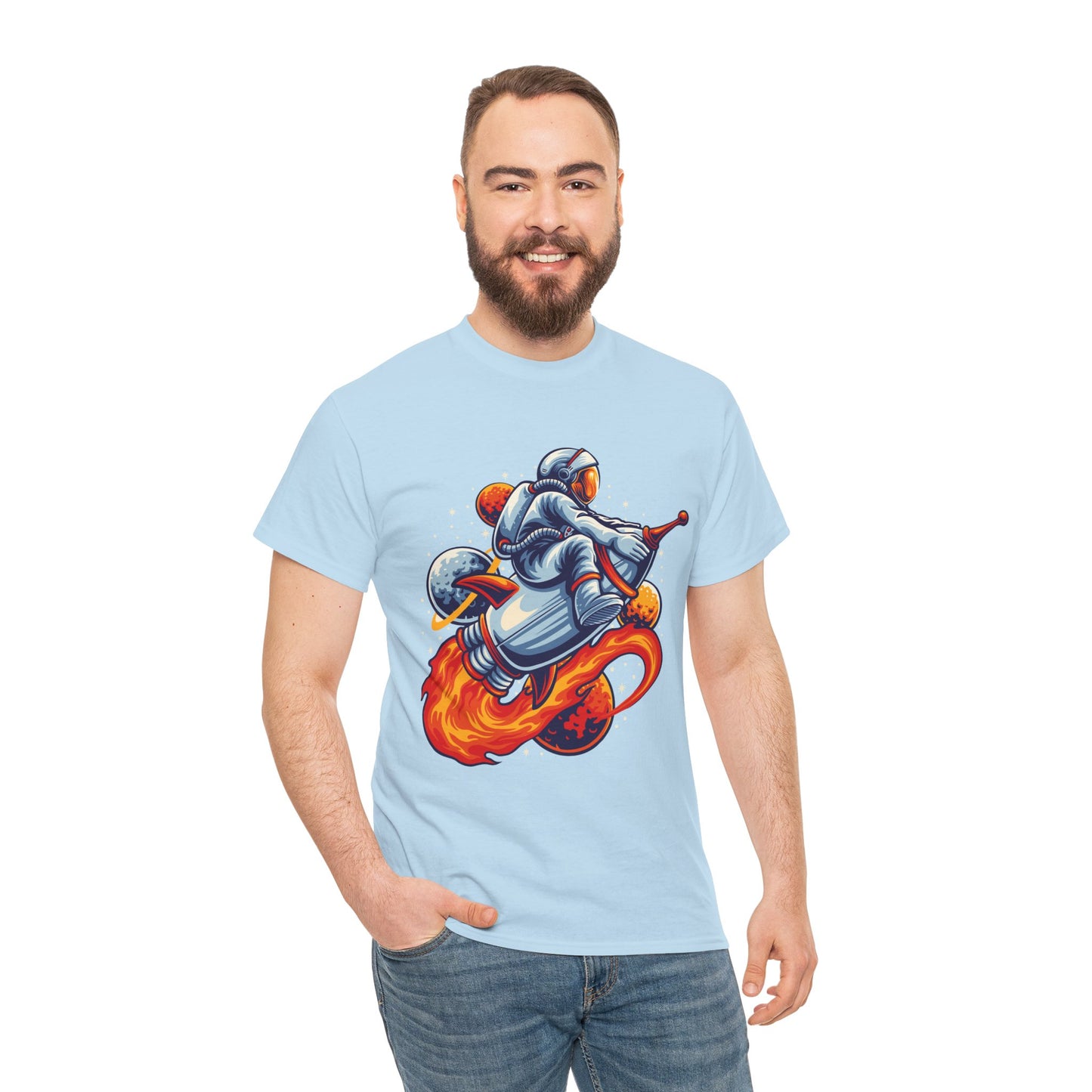 Retro Space Explorer Unisex Heavy Cotton Tee, graphic designed, tees, t-shirt, t-shirts, png