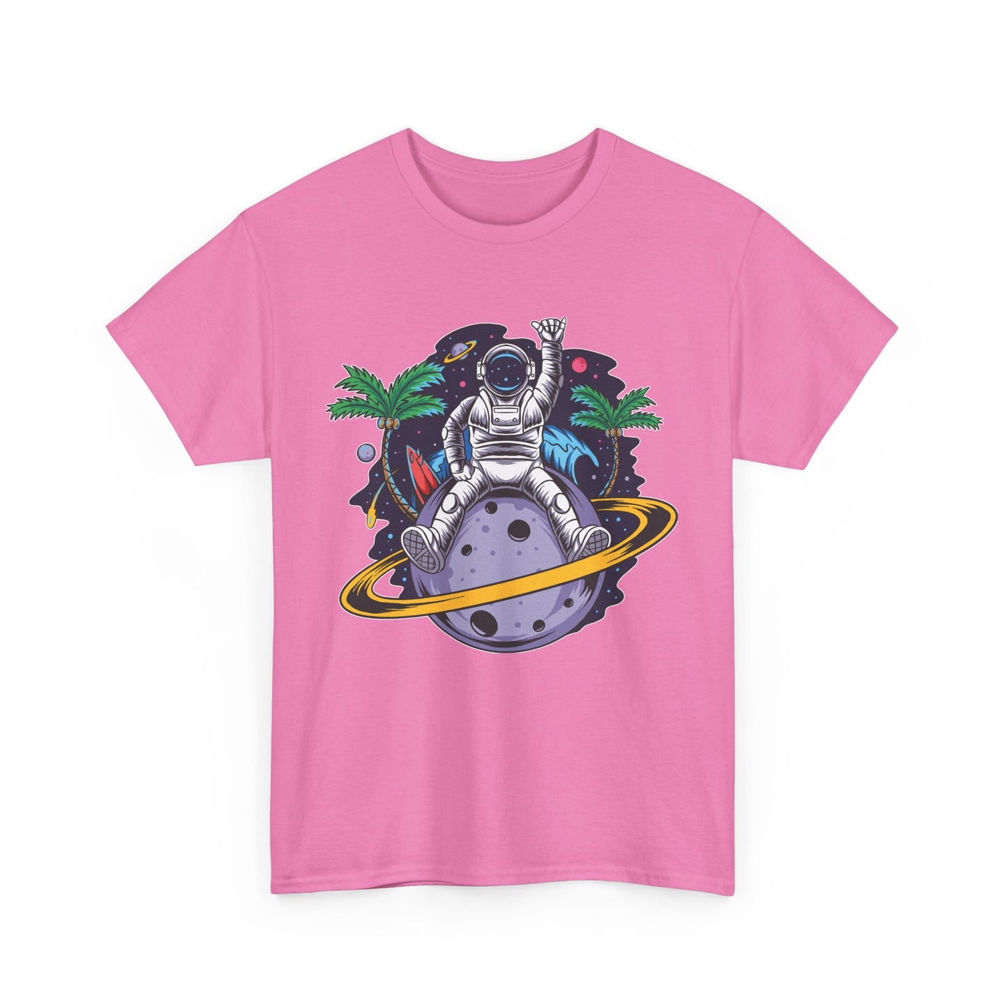 Cosmic Adventure, Unisex Heavy Cotton Tee - Astronaut & Planet Design, graphic design, png, art