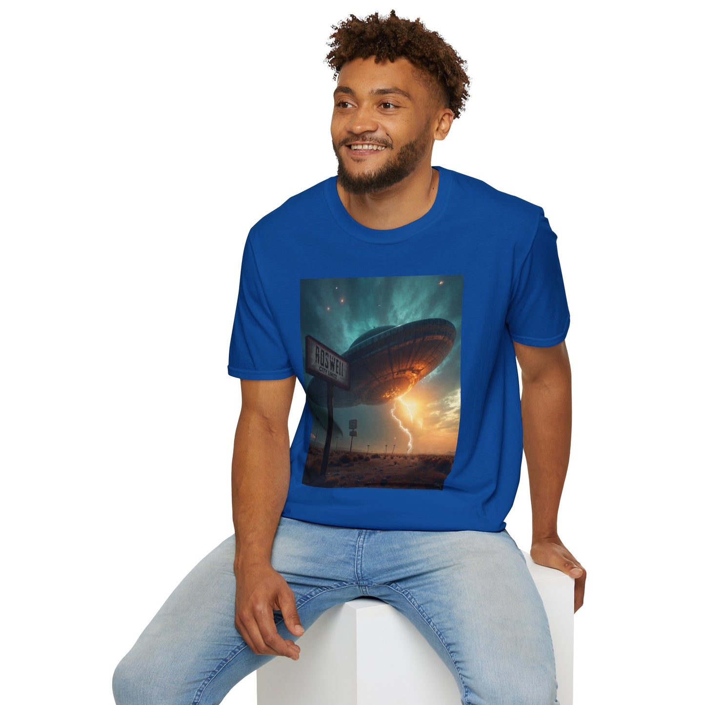 Roswell City Limits, Alien Sunset Softstyle T-Shirt | Unisex Graphic Tee, UFO Theme Shirt, Casual, Gift for Sci-Fi Lovers, Summer Fashion
