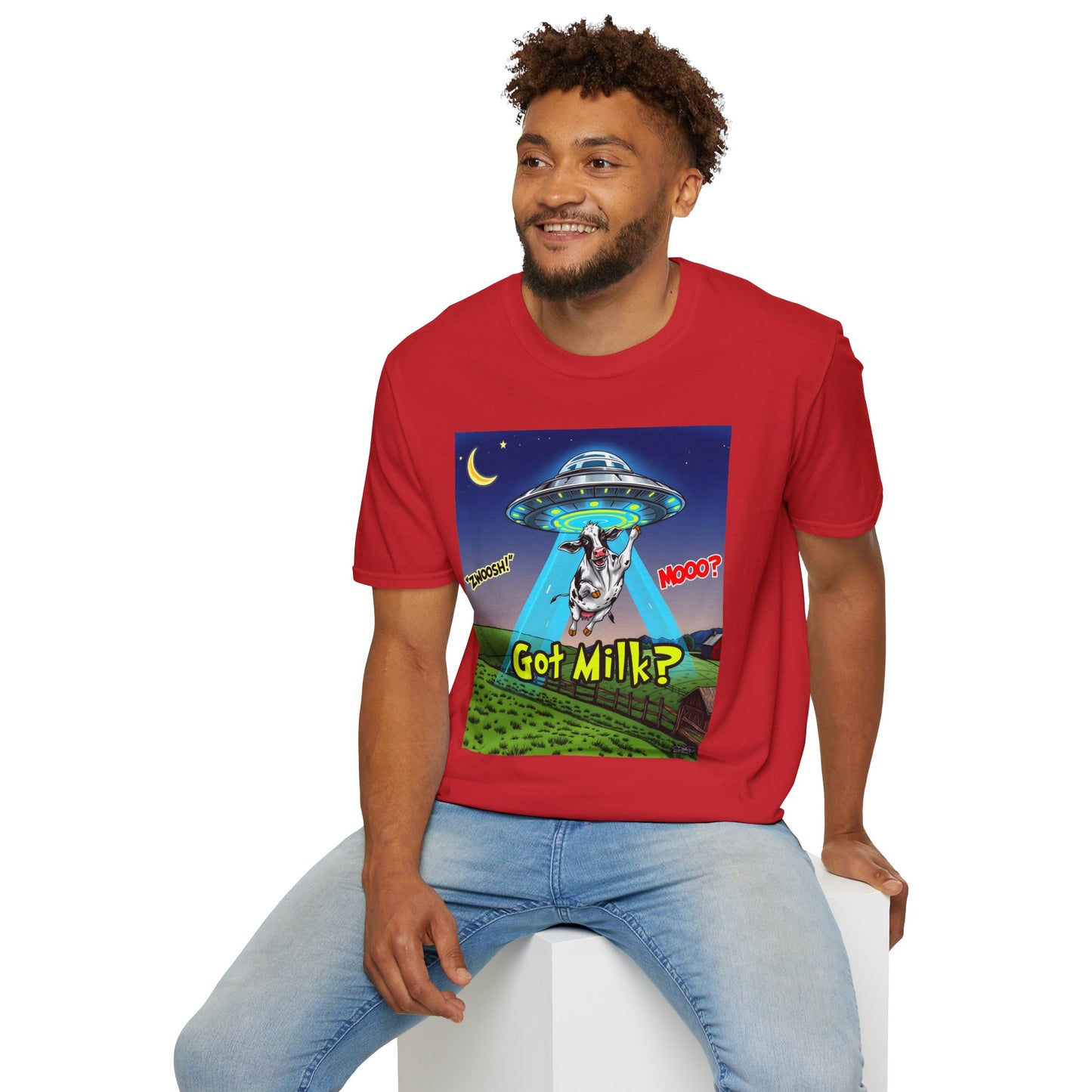 Got Milk? Funny Unisex Softstyle T-Shirt, Humorous Tee, Perfect for Cow Lovers, Milking Day, Farm-themed Gifts, Quirky Apparel, graphic