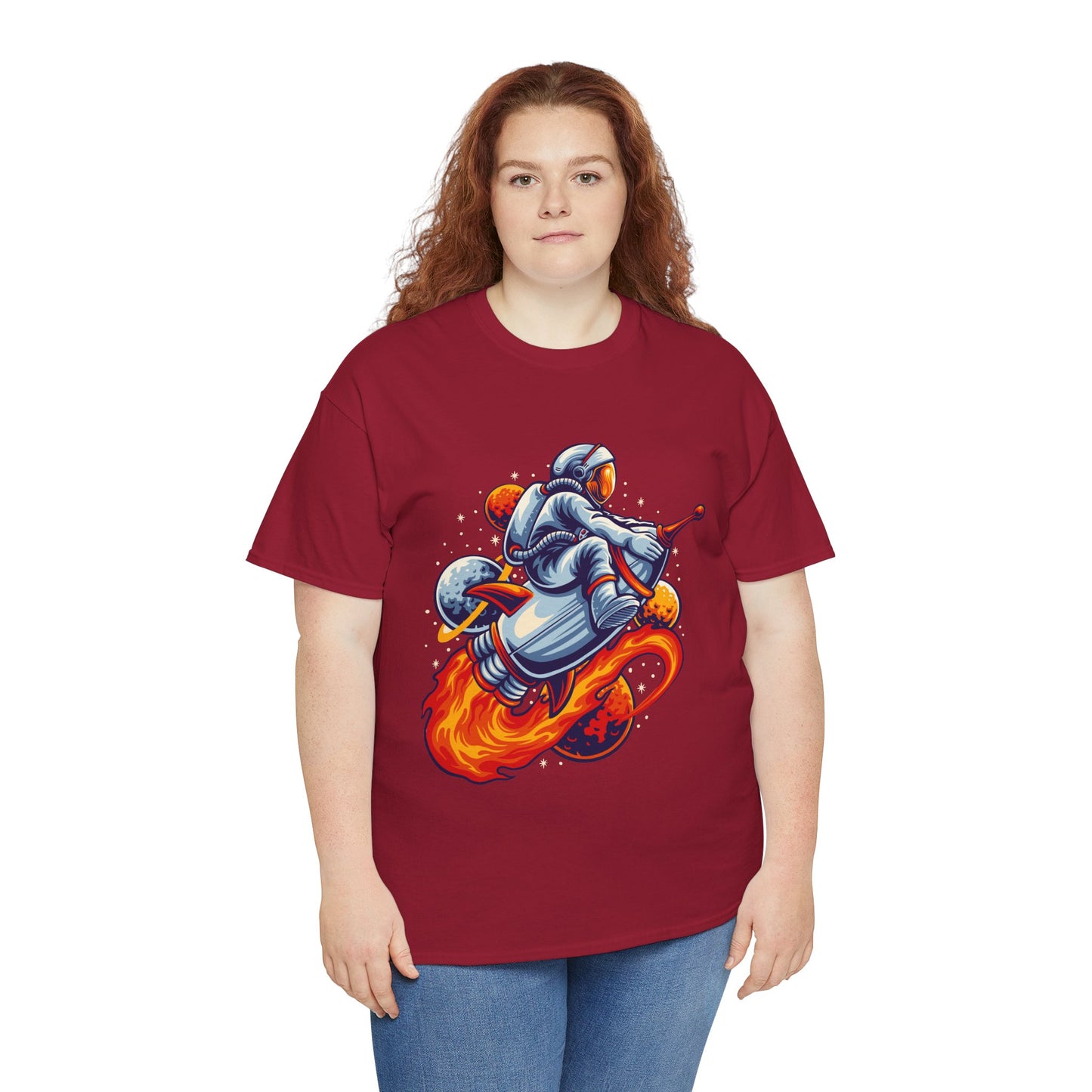 Retro Space Explorer Unisex Heavy Cotton Tee, graphic designed, tees, t-shirt, t-shirts, png