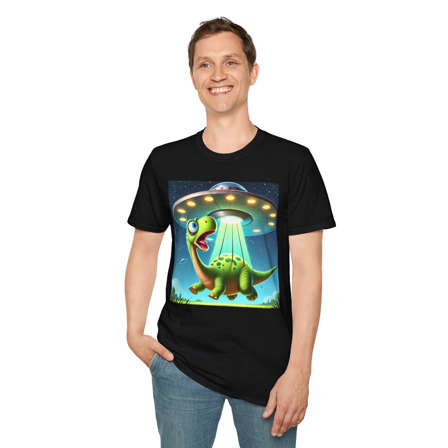 Cute Alien Dinosaur Unisex T-Shirt, Fun Graphic Tee, Kids & Adults, Space Theme, Playful Gift Idea, Birthday, Casual Wear