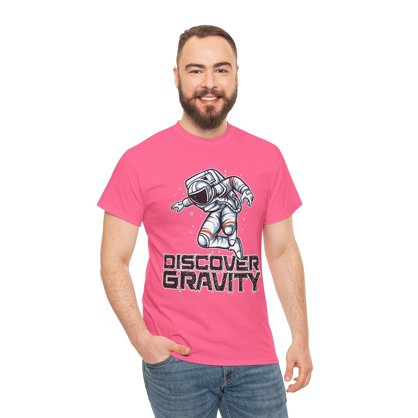 Discover Gravity. Unisex Heavy Cotton Tee - Fun Astronaut, Astronomy Graphic Tee - Unisex graphic design, png Express Delivery available