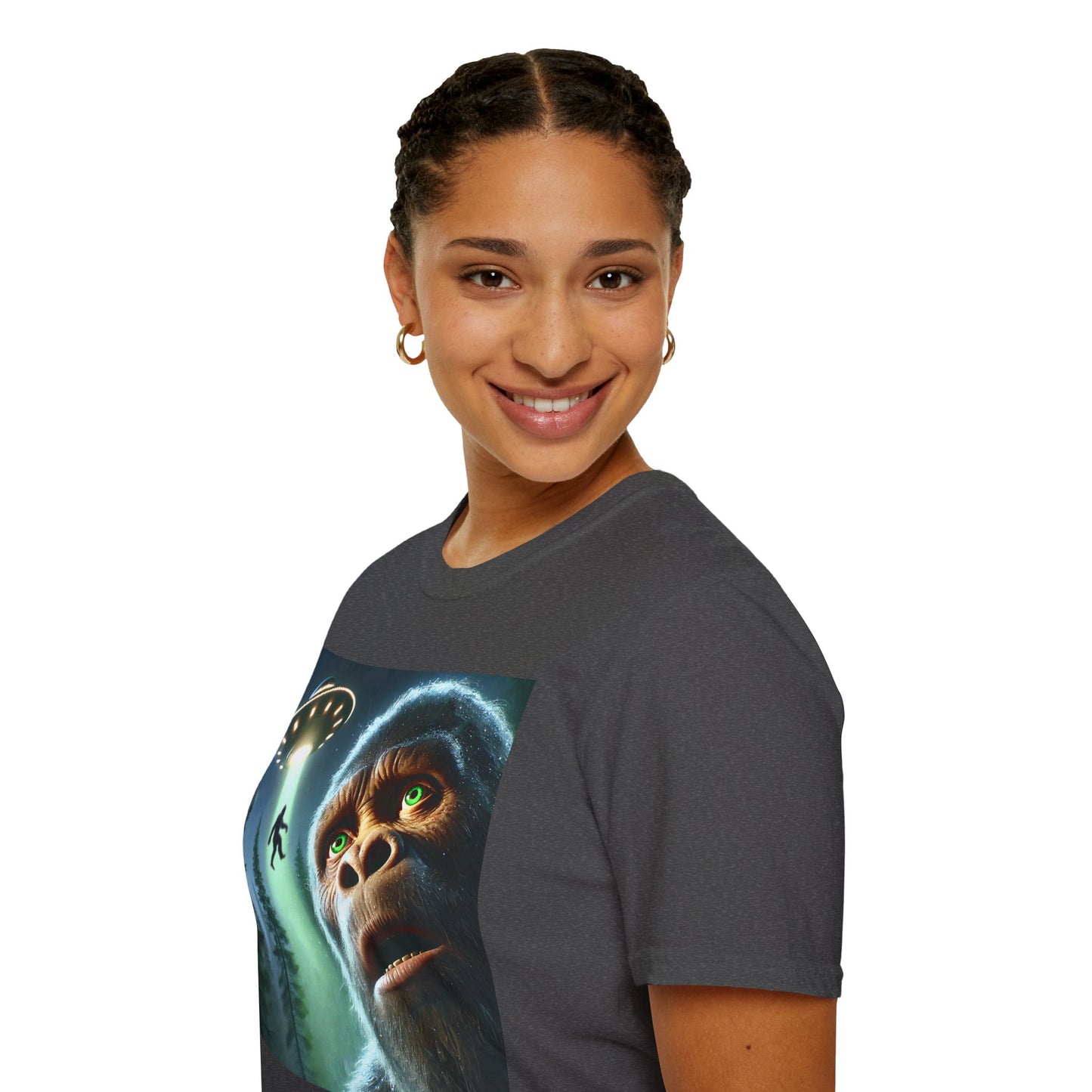 Bigfoot UFO Unisex T-Shirt, Funny Graphic Tee, Gift for Alien Lovers, Unique Summer Shirt, Casual Everyday Wear, t-shirt, tshirts, party