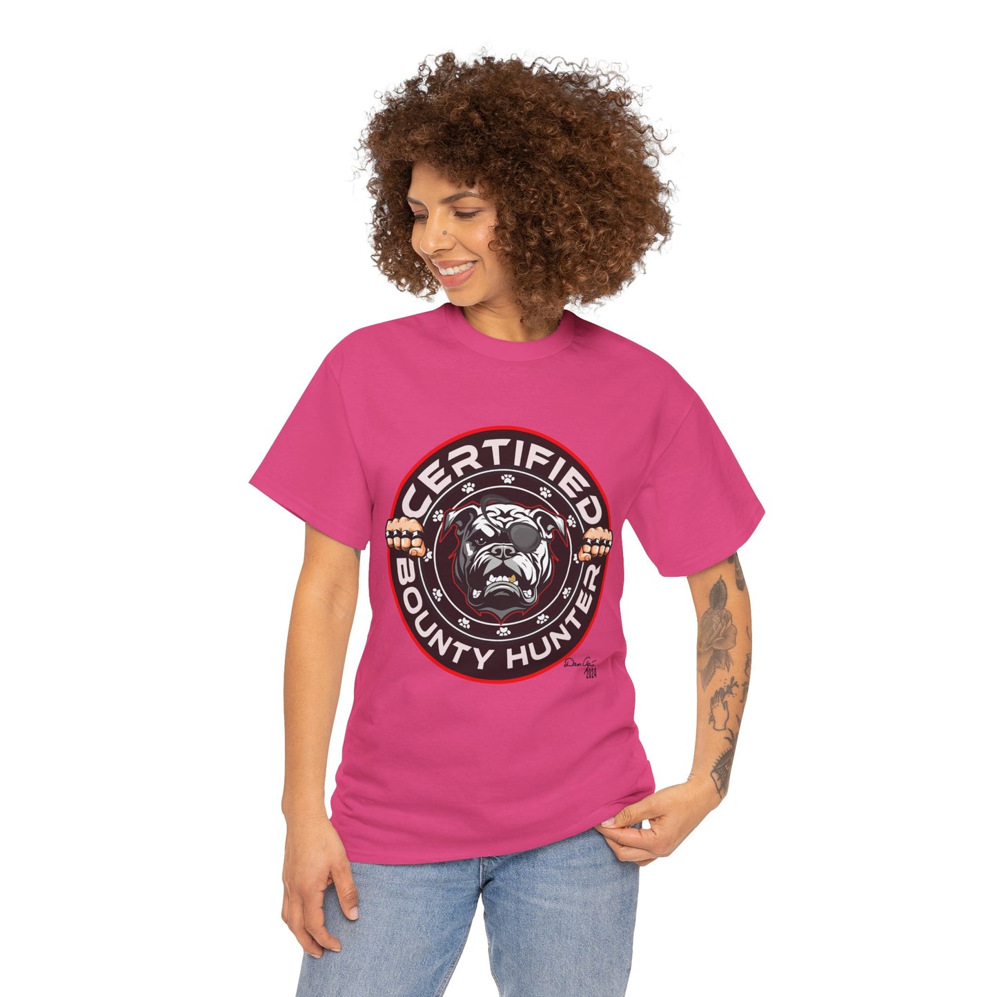 Certified Bounty Hunter, Unisex Heavy Cotton Tee, comedy, bulldog, print design, png, GraphicTees