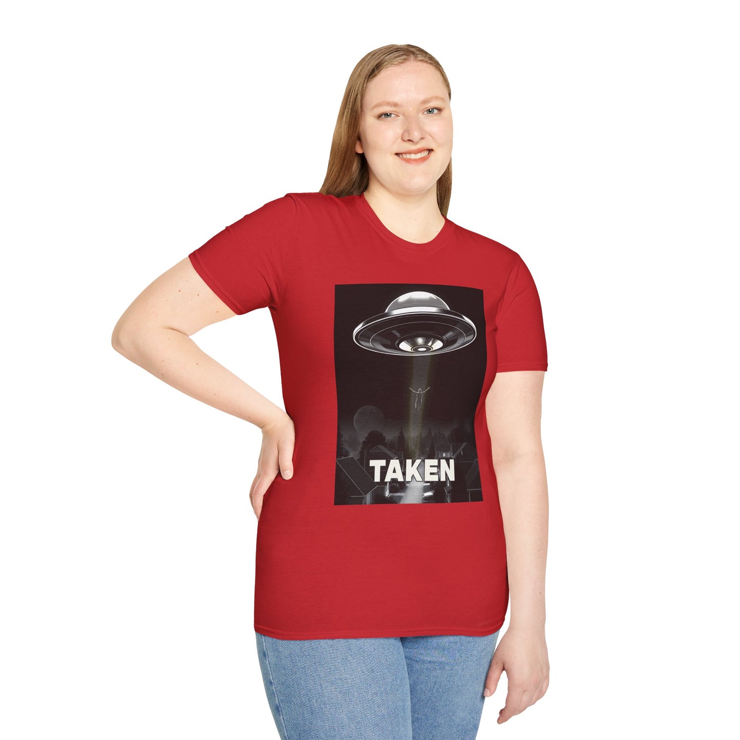 Taken 3, Alien Theme Unisex Softstyle T-Shirt, Fun Graphic Tee for UFO Lovers, Great for Casual Wear, Gifts for Sci-Fi Fans, Cool Shirt
